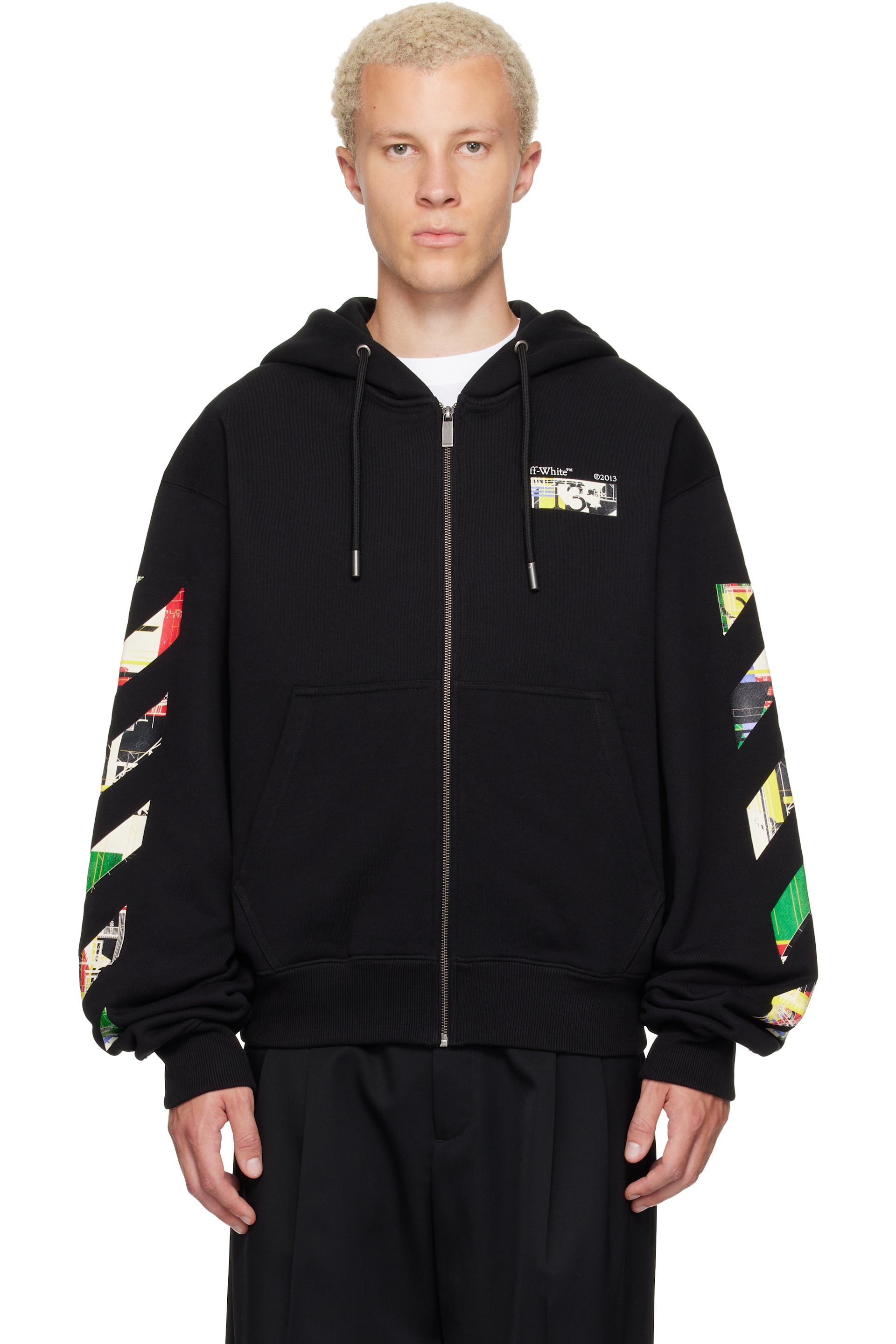 Off-White - Black Industrial Arrow Regular Zip Hoodie