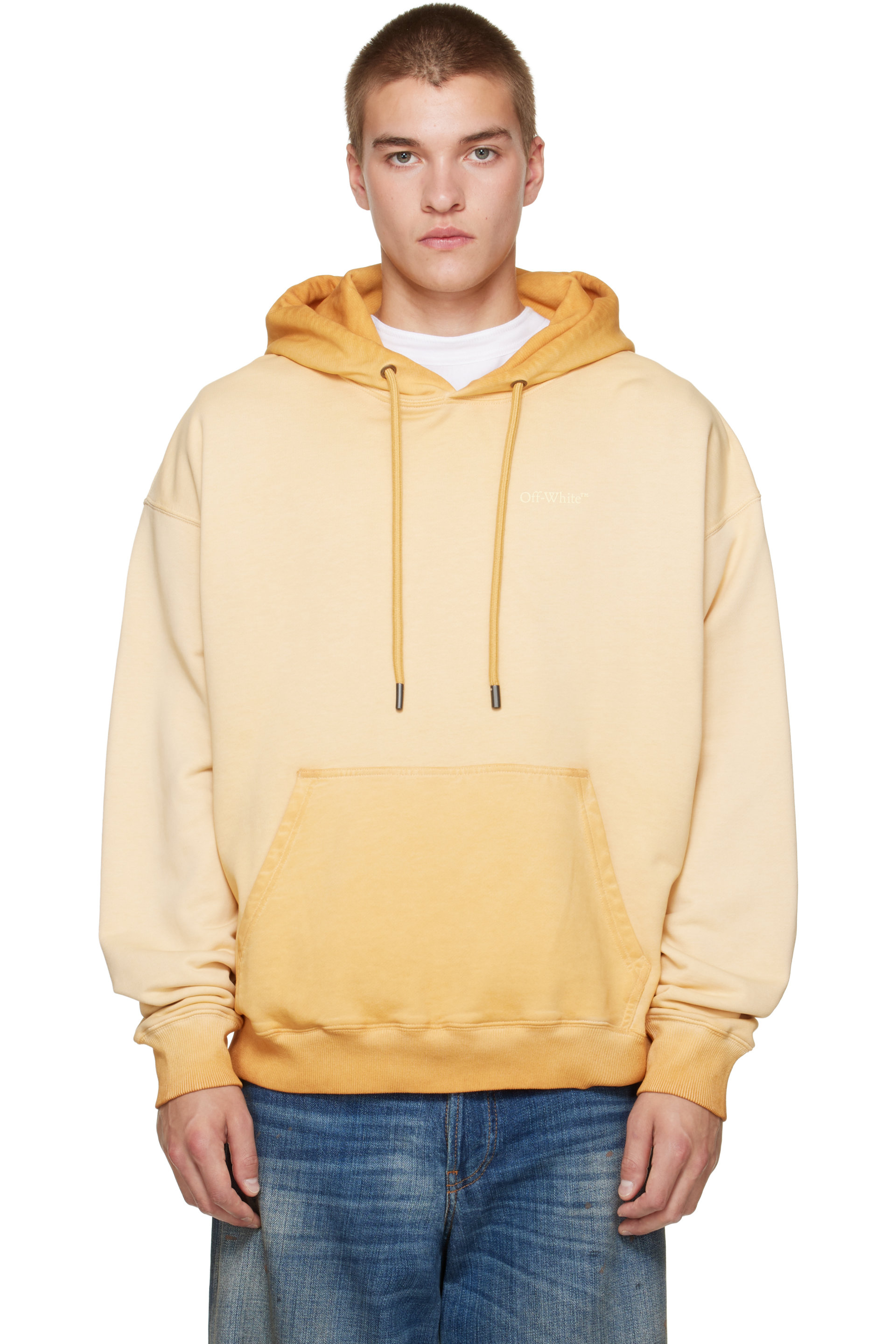 Off-White - Pull à capuche de planchiste Rugs jaune à quatre flèches