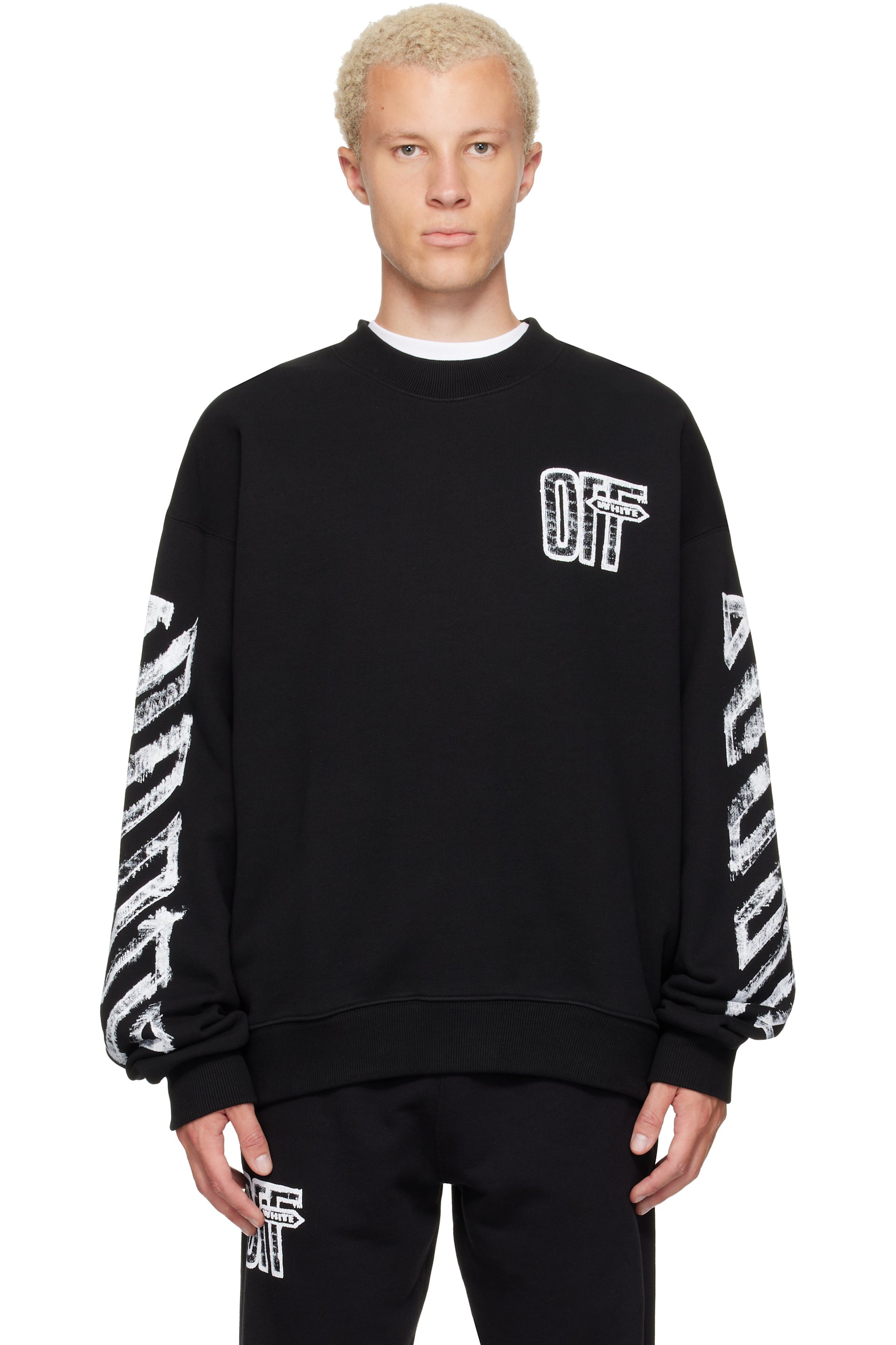 Off-White - Black Motion Arrow Skate Crewneck Sweatshirt