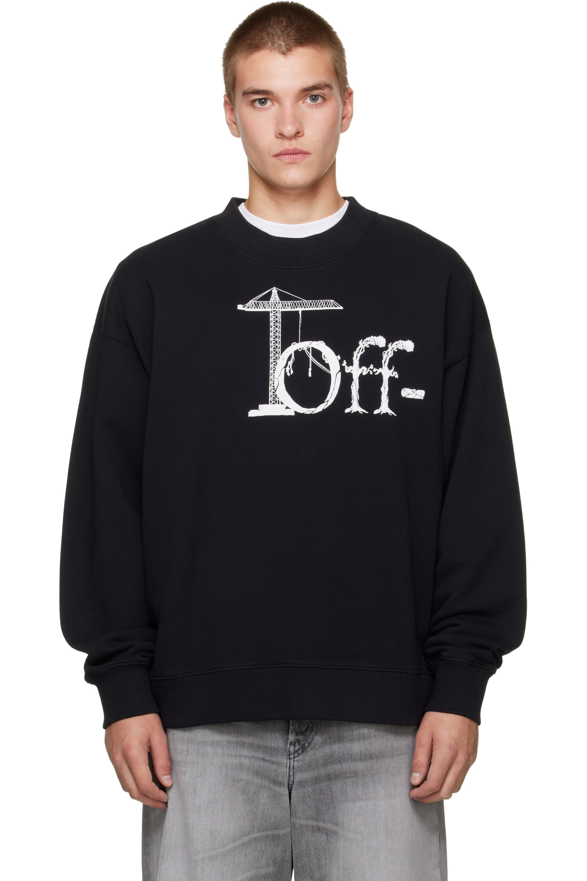 Off-White - Pull molletonné de planchiste noir à logo Shared