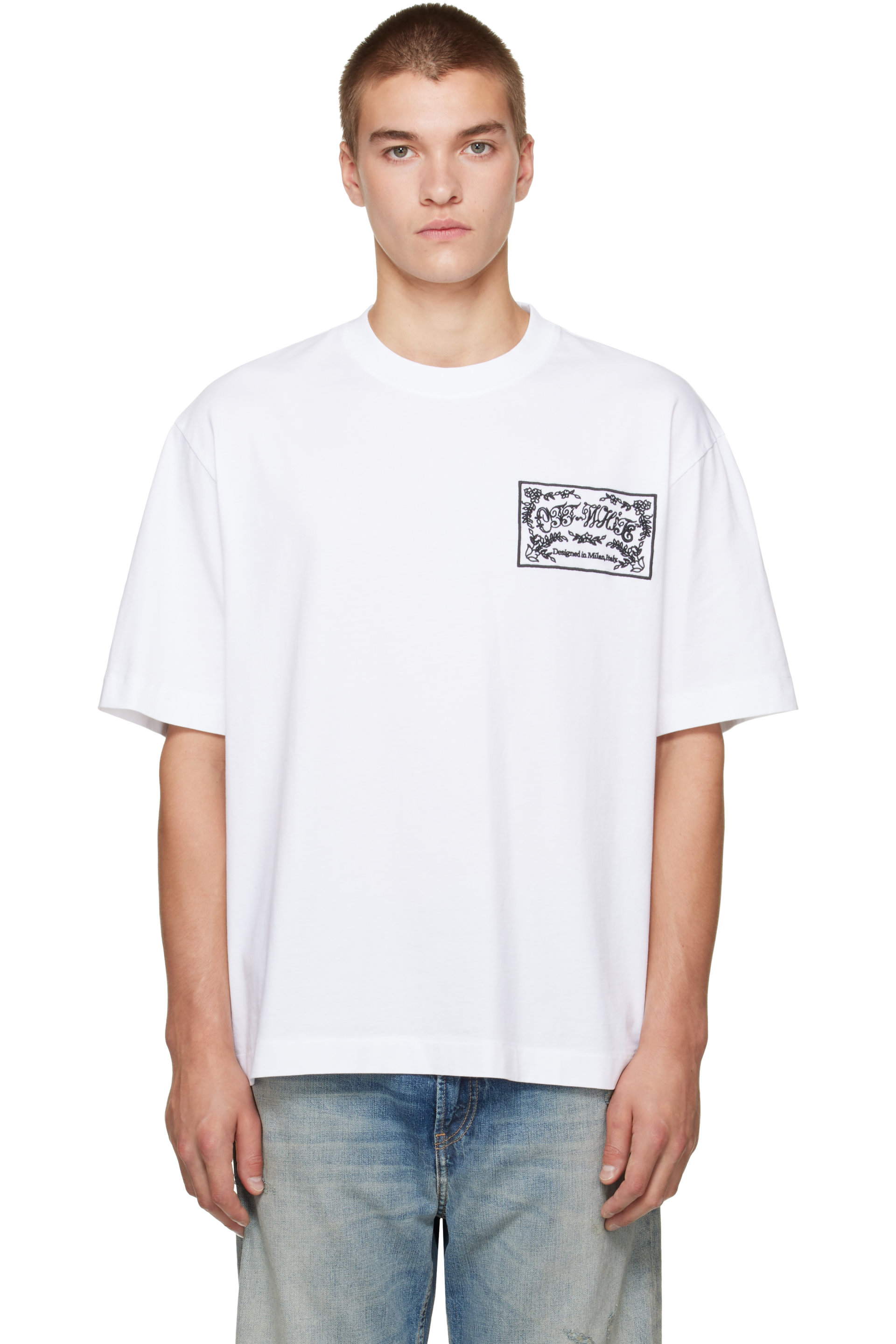 Off-White - White Paisley Label Skate S/S T-shirt