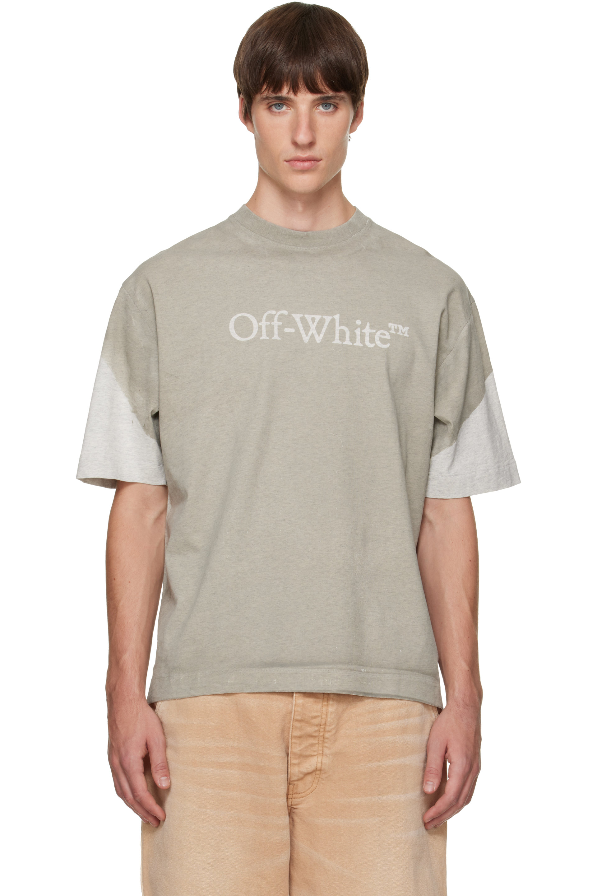 Off-White - Gray & White Negative Big Bookish Skate S/S T-shirt