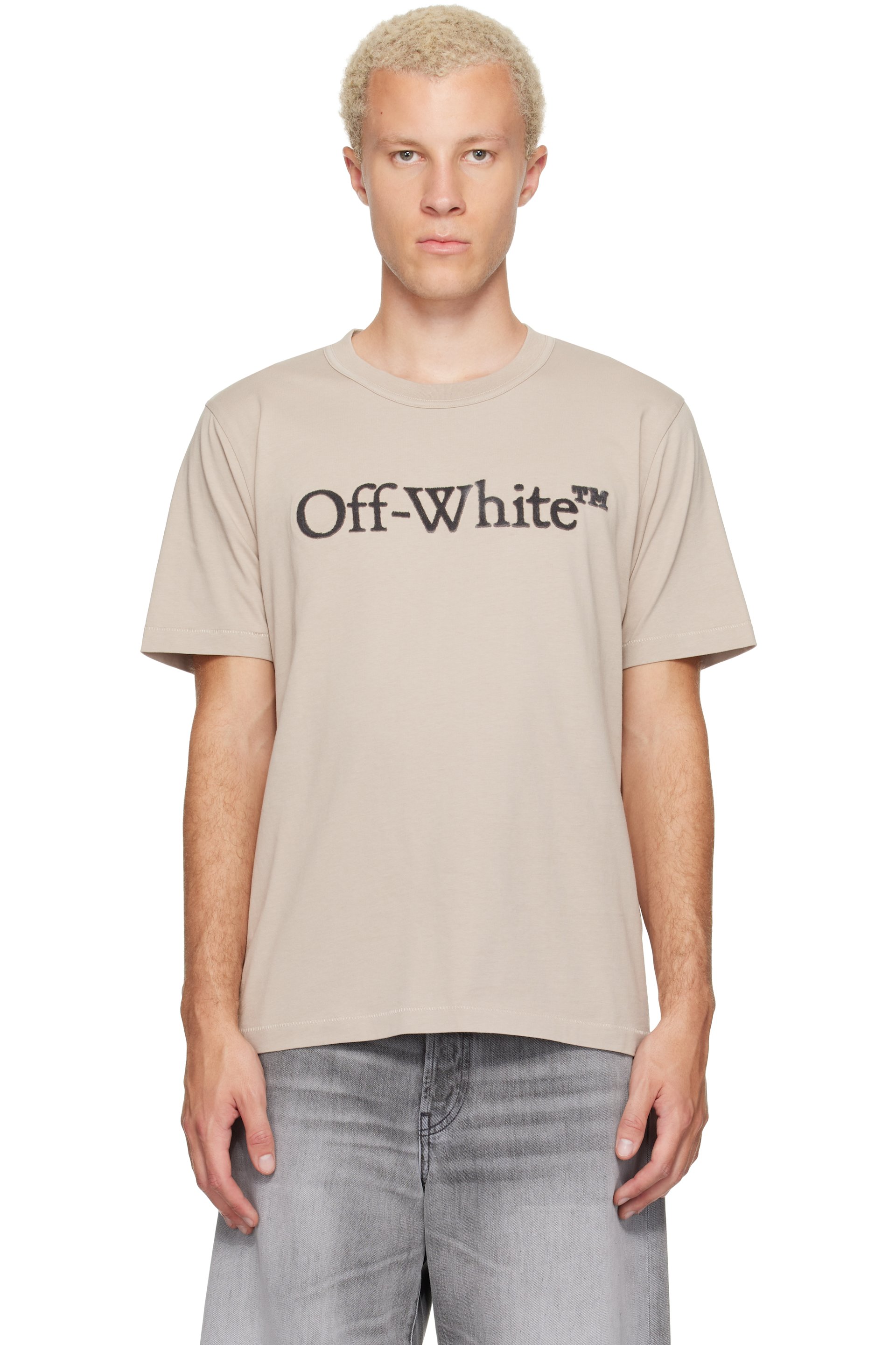 Off-White - Beige Big Bookish Regular T-shirt