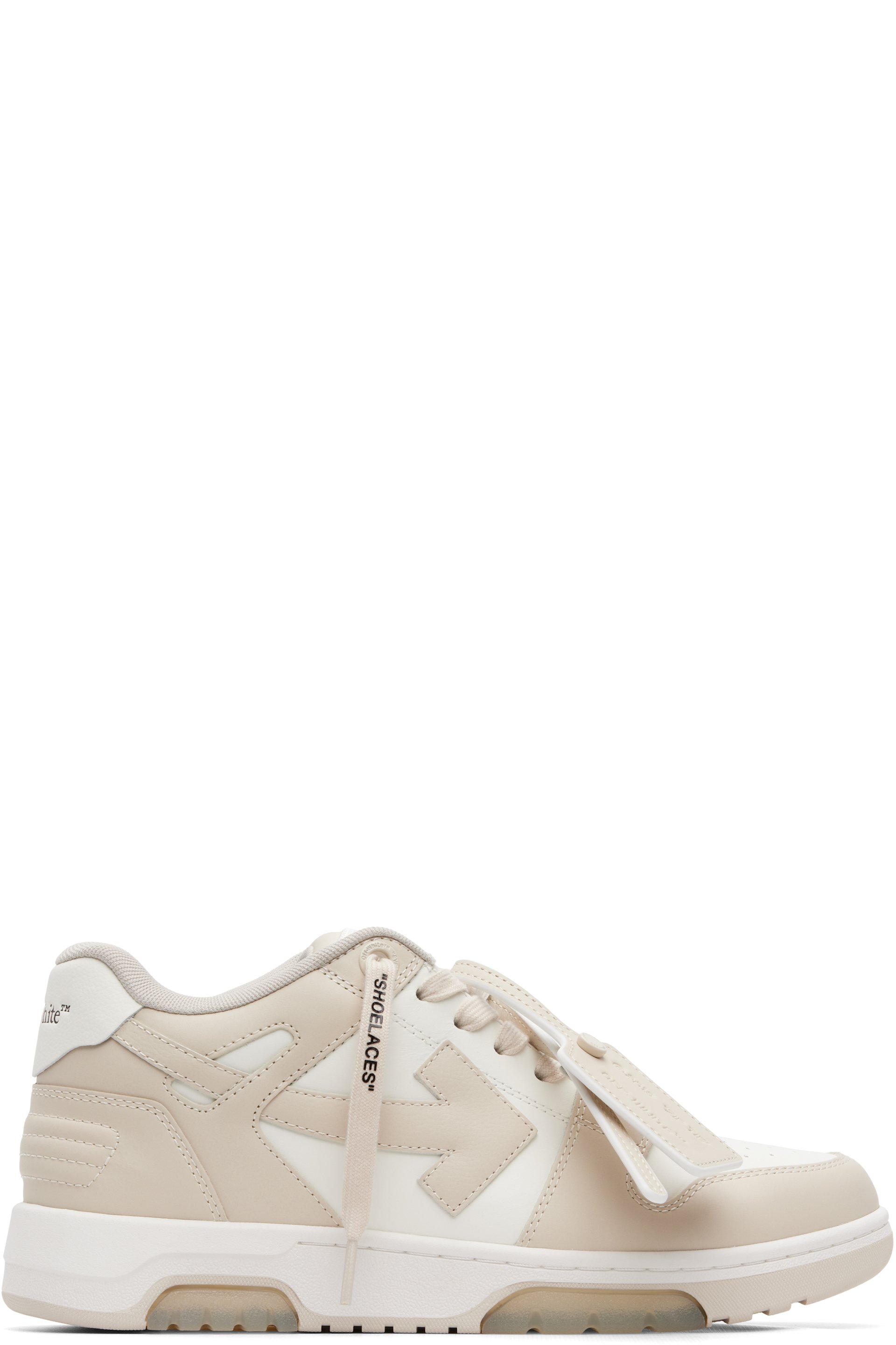 Off-White - Beige & White 'Out Of Office' Sneakers