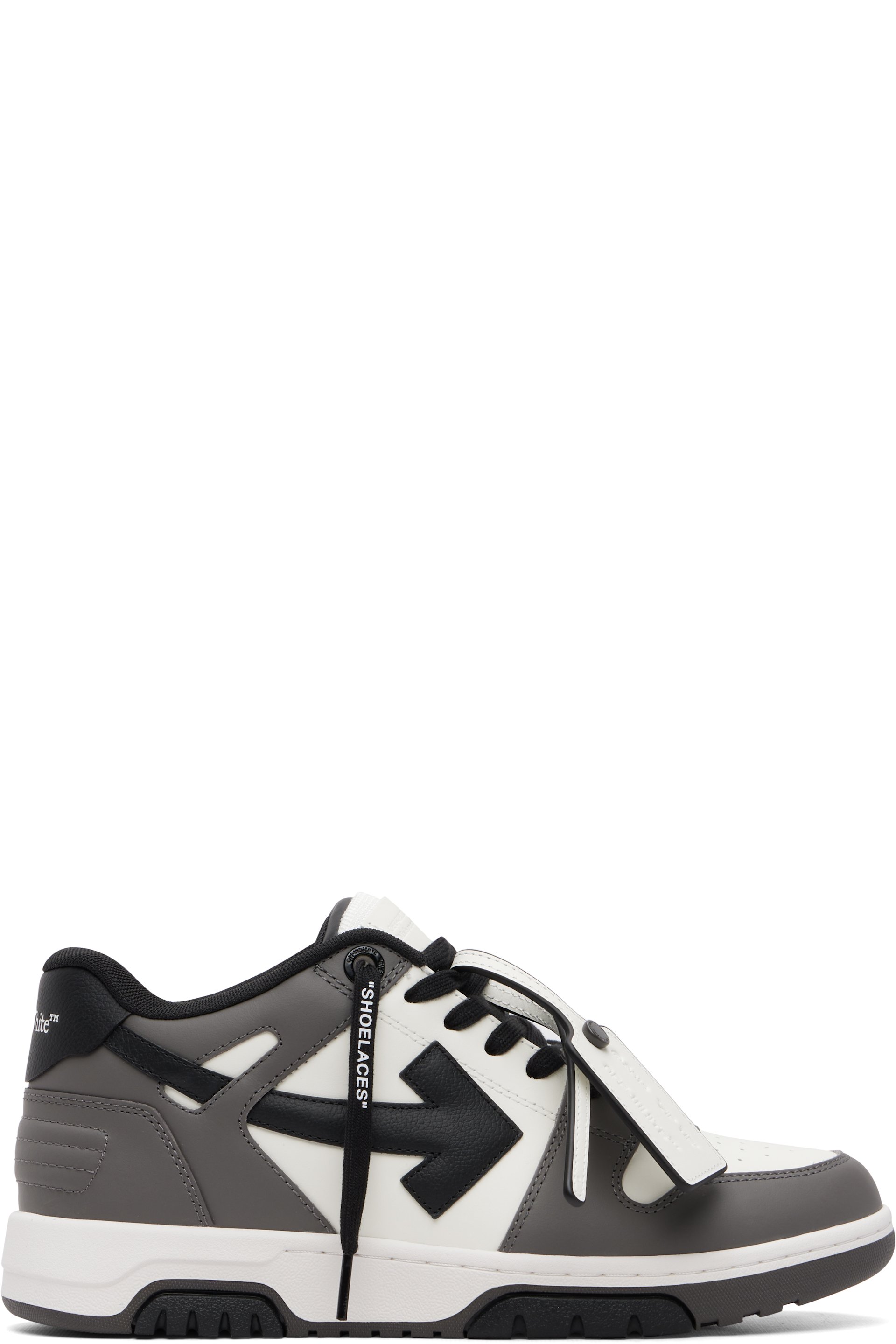 Off-White - White & Gray Out Of Office Calf Leather Sneakers
