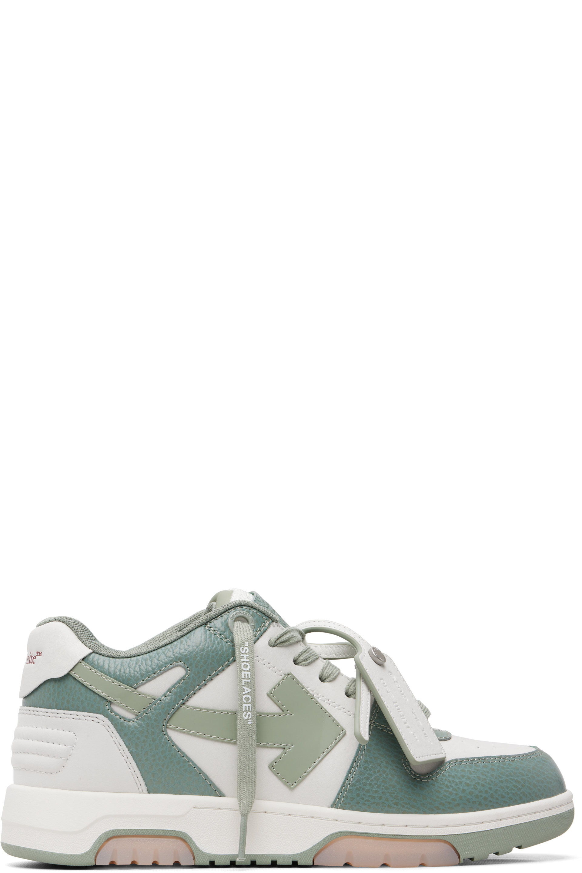 Off-White - White & Green 'Out of Office' Sneakers