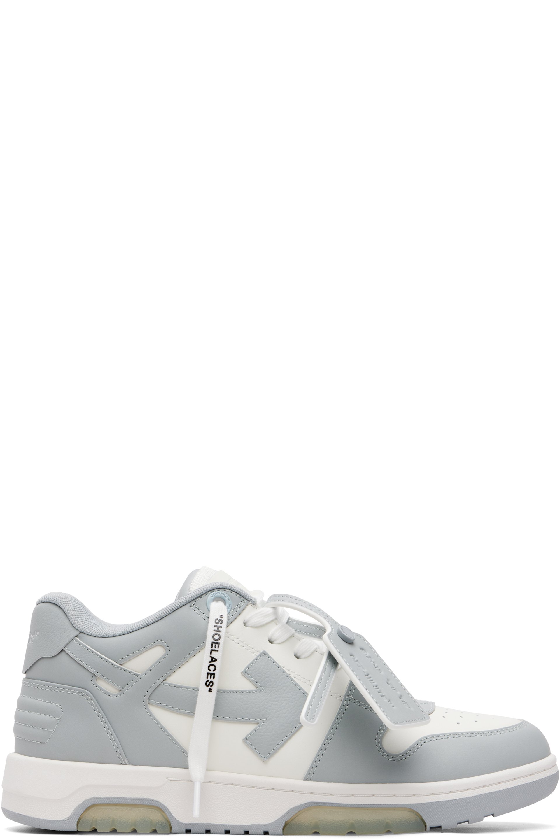 Off-White - White & Gray Out Of Office Calf Leather Sneakers