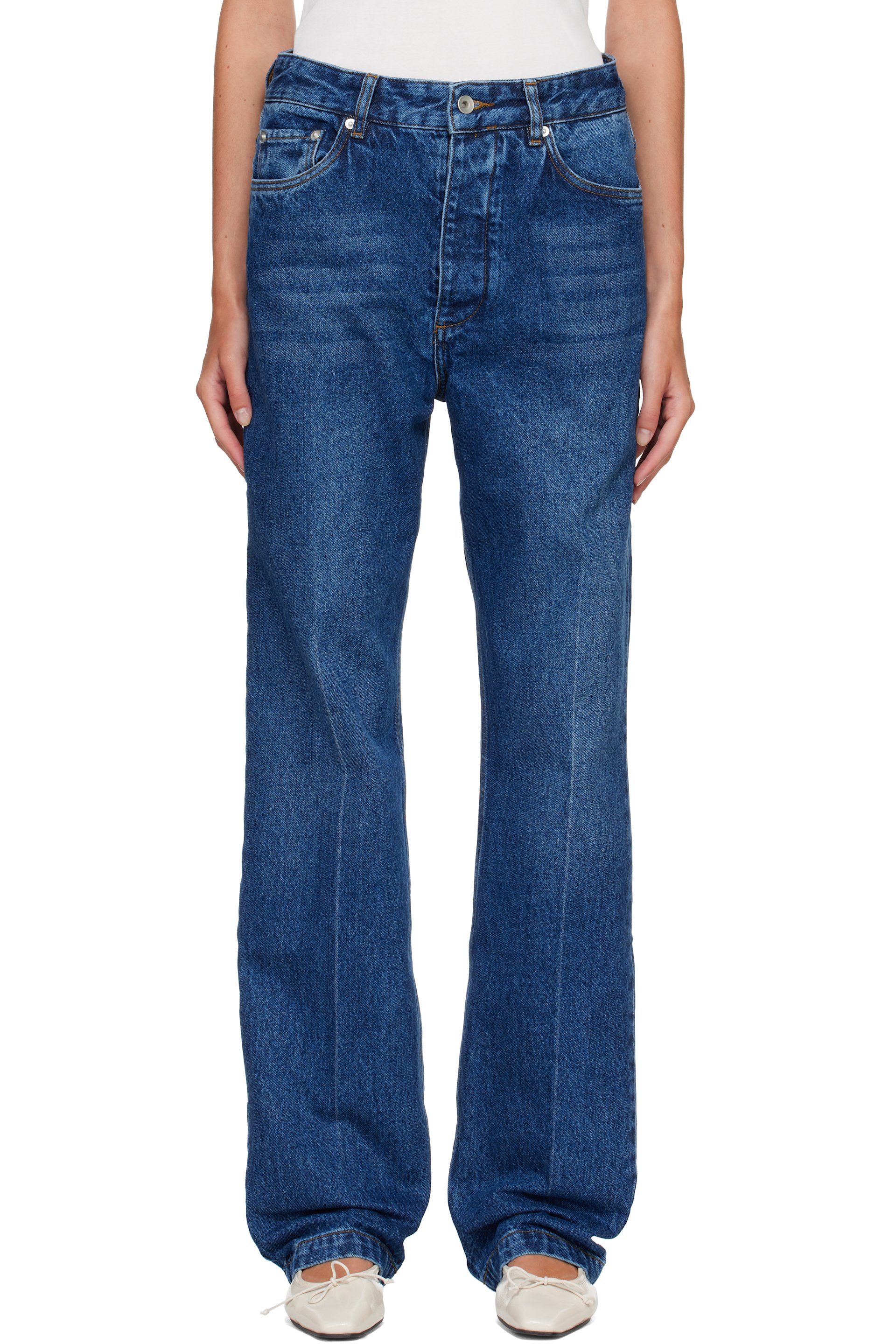 Studio Nicholson - Navy Barra Straight Leg Jeans