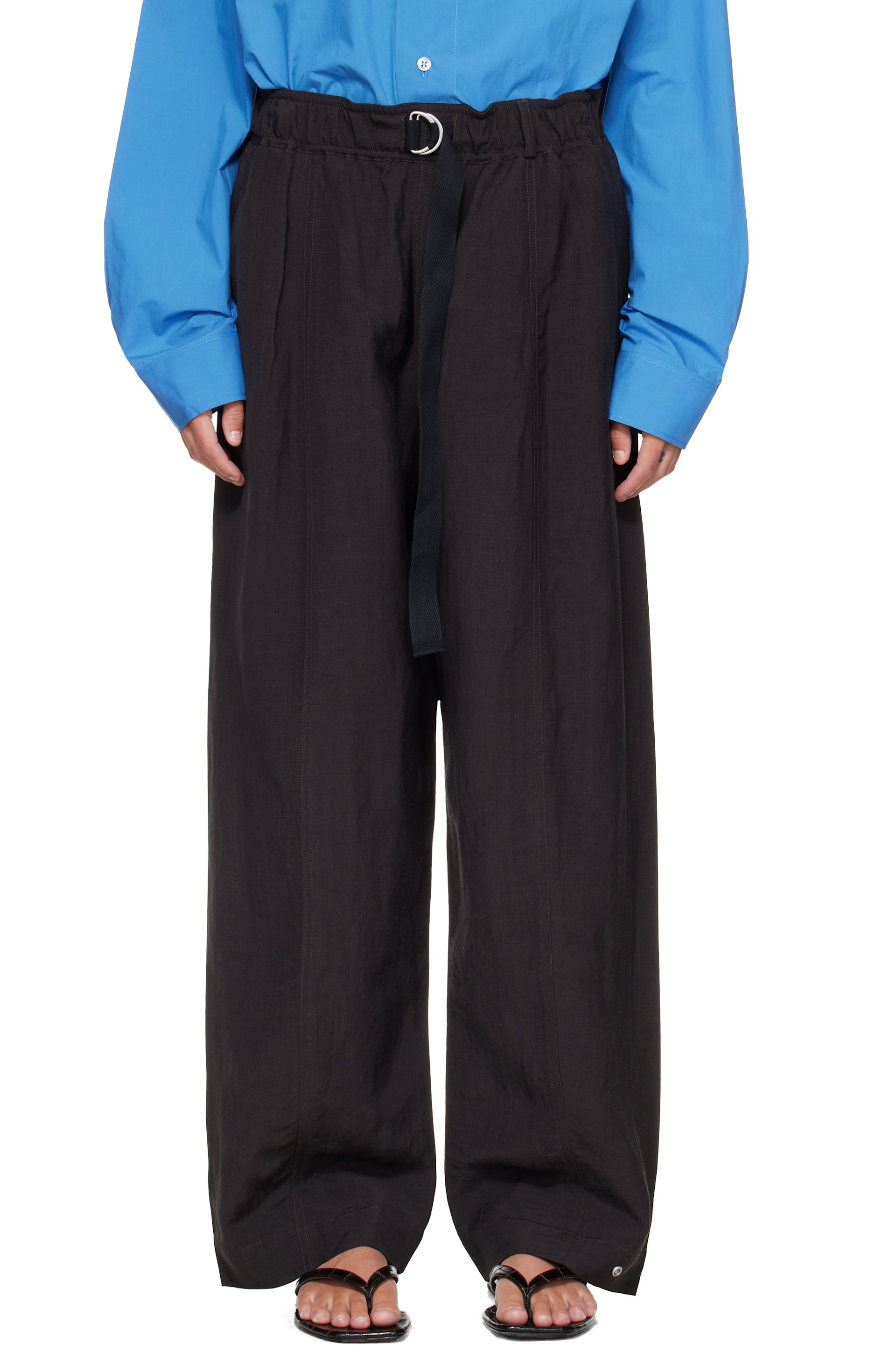 Studio Nicholson - Black Calvo Belted Trousers