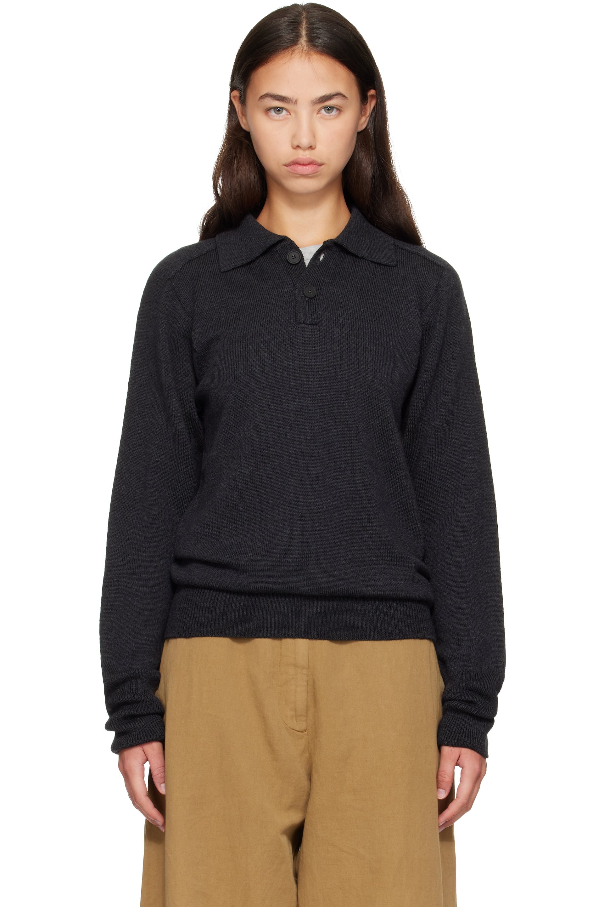 Studio Nicholson - Gray Sark Knit Polo