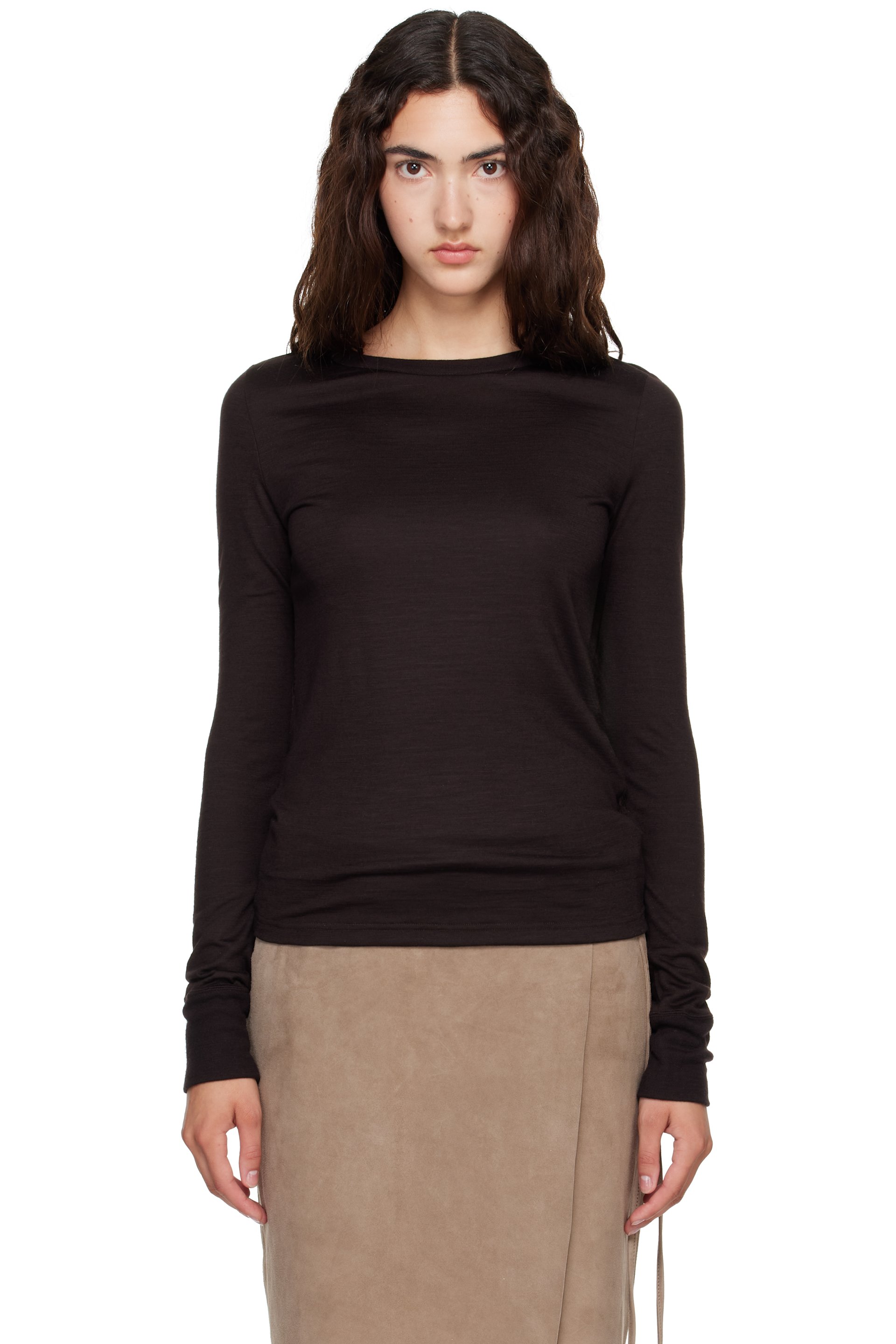 Studio Nicholson - Brown Jersey Long Sleeve T-shirt