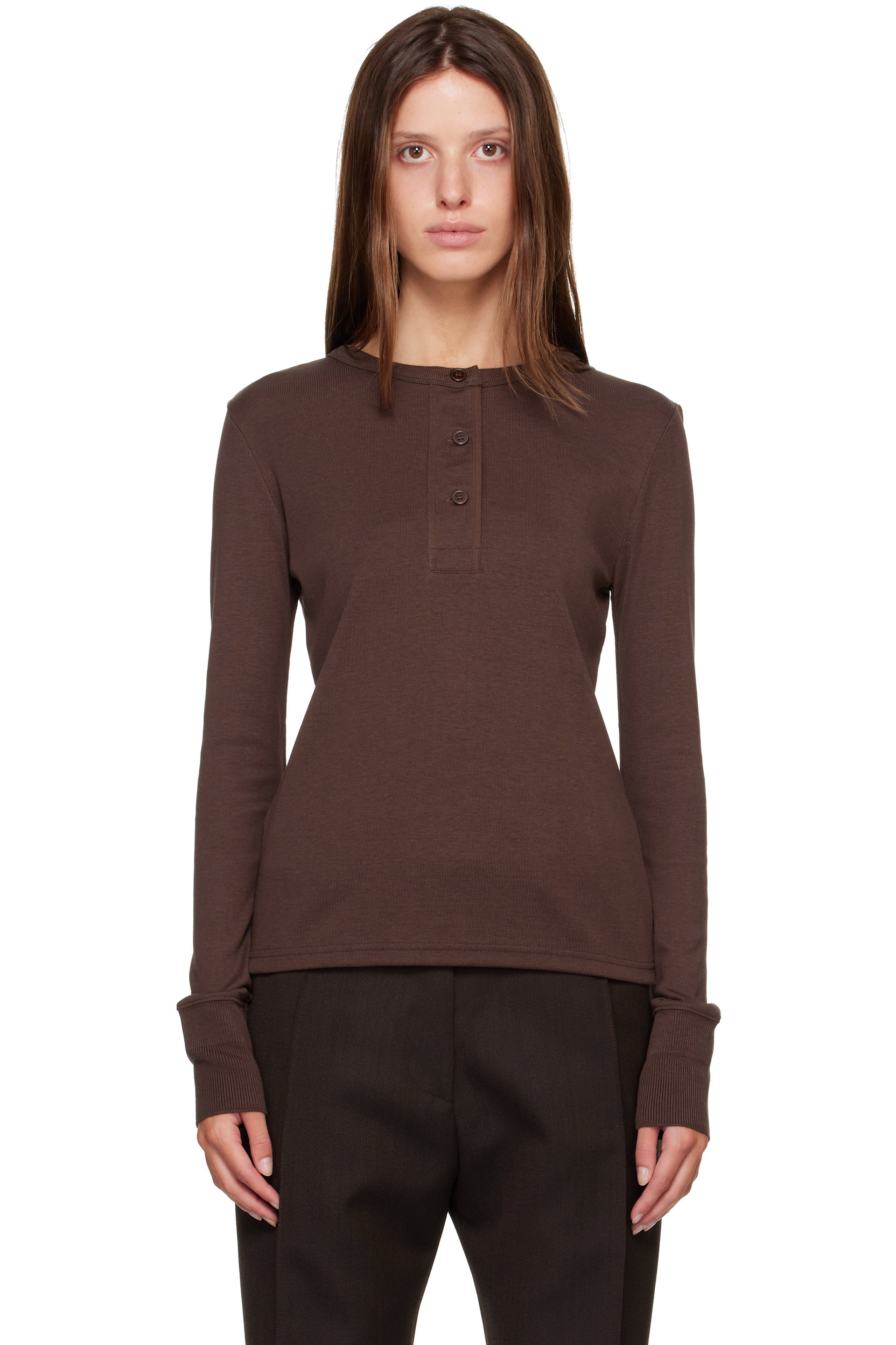 Studio Nicholson - Brown Roane Jersey Henley