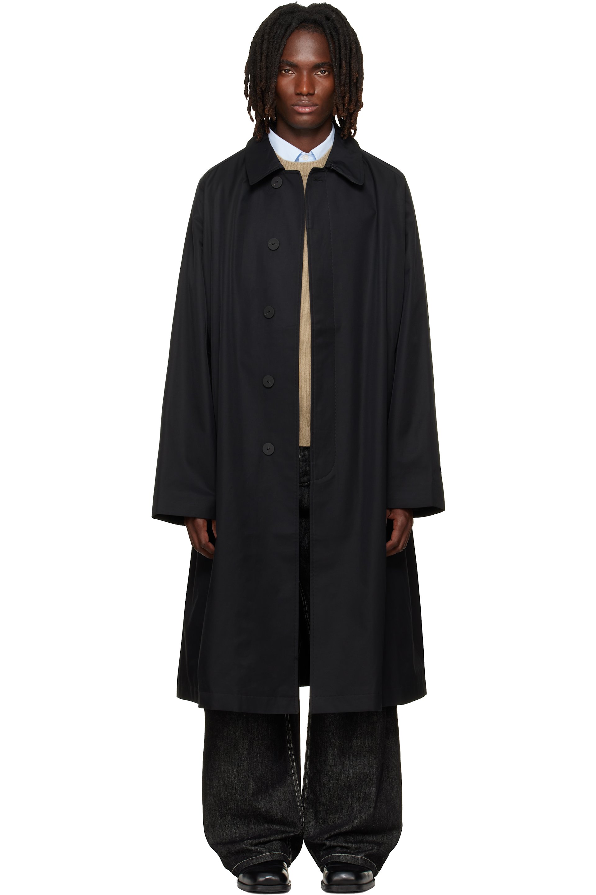 Studio Nicholson - Navy Crowe Coated Cotton Trench Coat