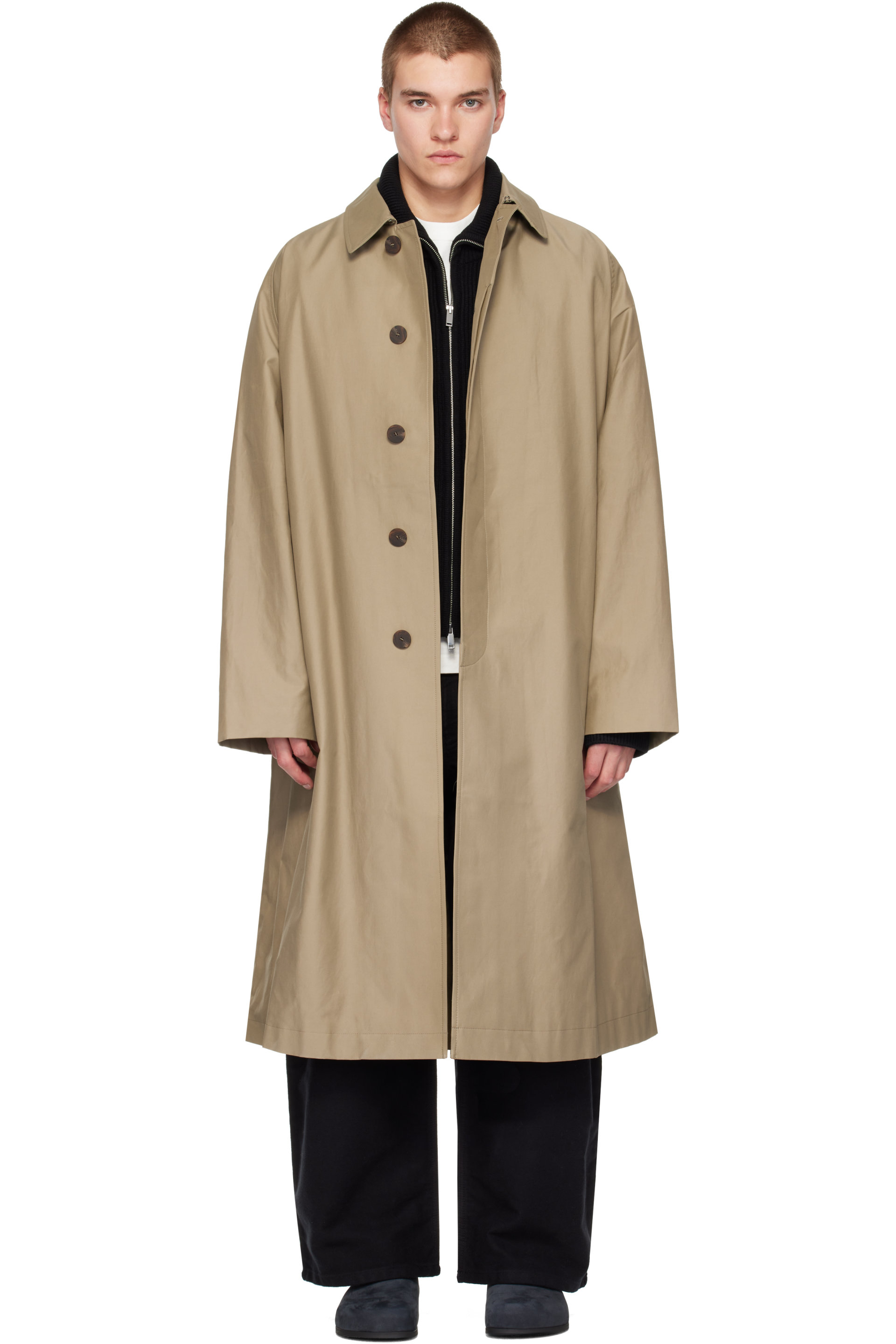 Studio Nicholson - Khaki Crowe Coated Cotton Trench Coat
