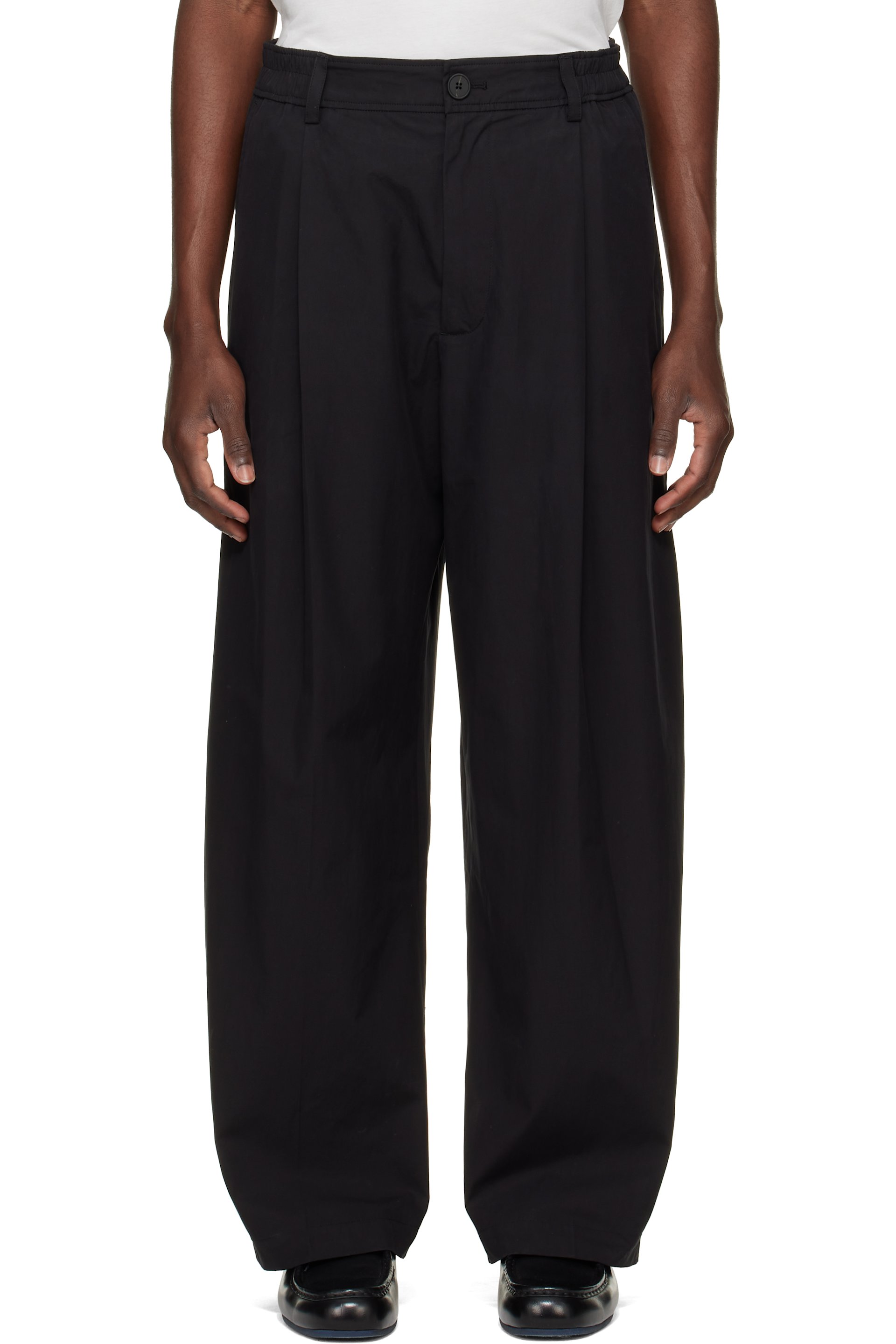 Studio Nicholson - Black Shire Cotton Pleated Trousers