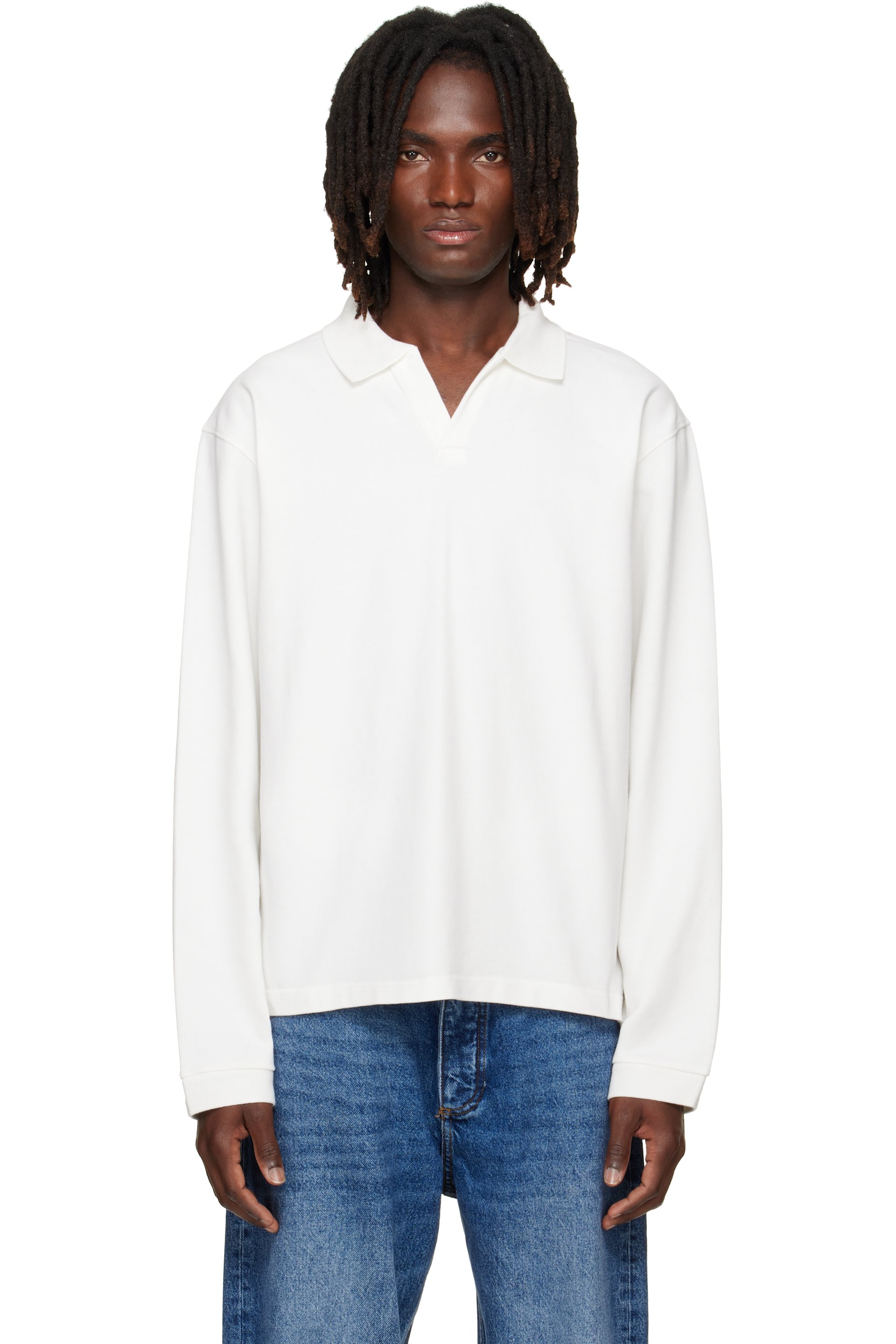 Studio Nicholson - Off-White Sudds Long Sleeve Jersey Polo