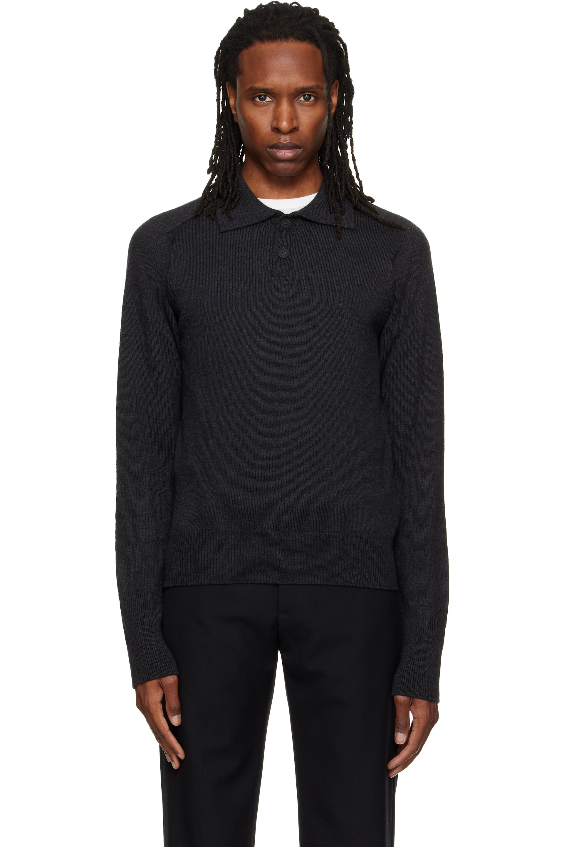 Studio Nicholson - Polo Sark gris en tricot