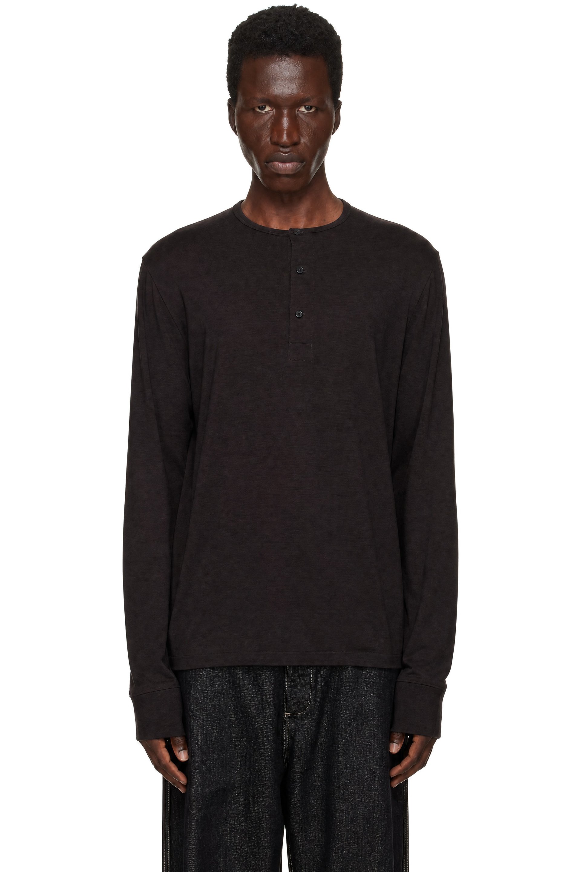 Studio Nicholson - Black Kuyto Long Sleeve Jersey Henley