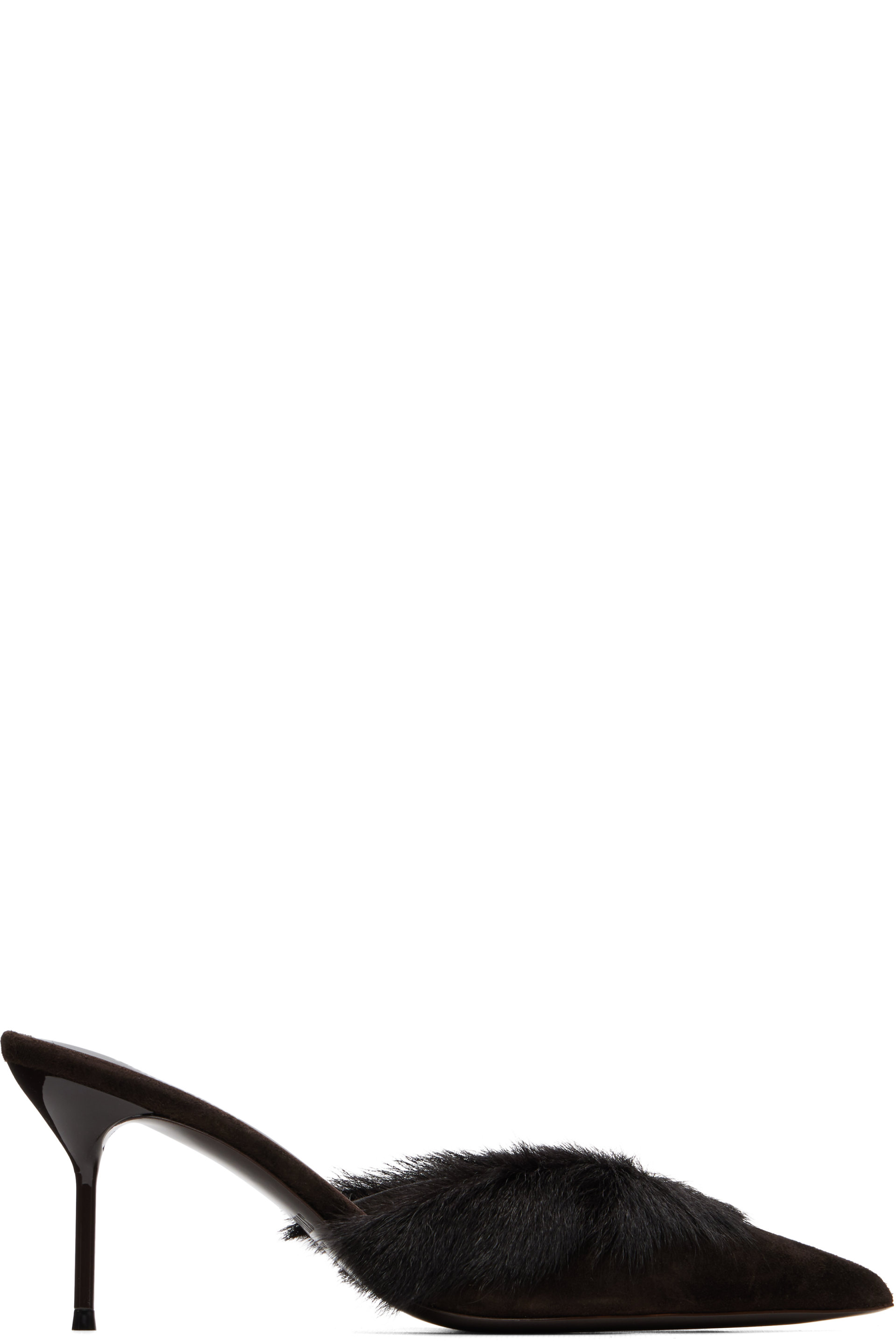 Paris Texas - Brown Lidia 70mm Suede Mule Heels