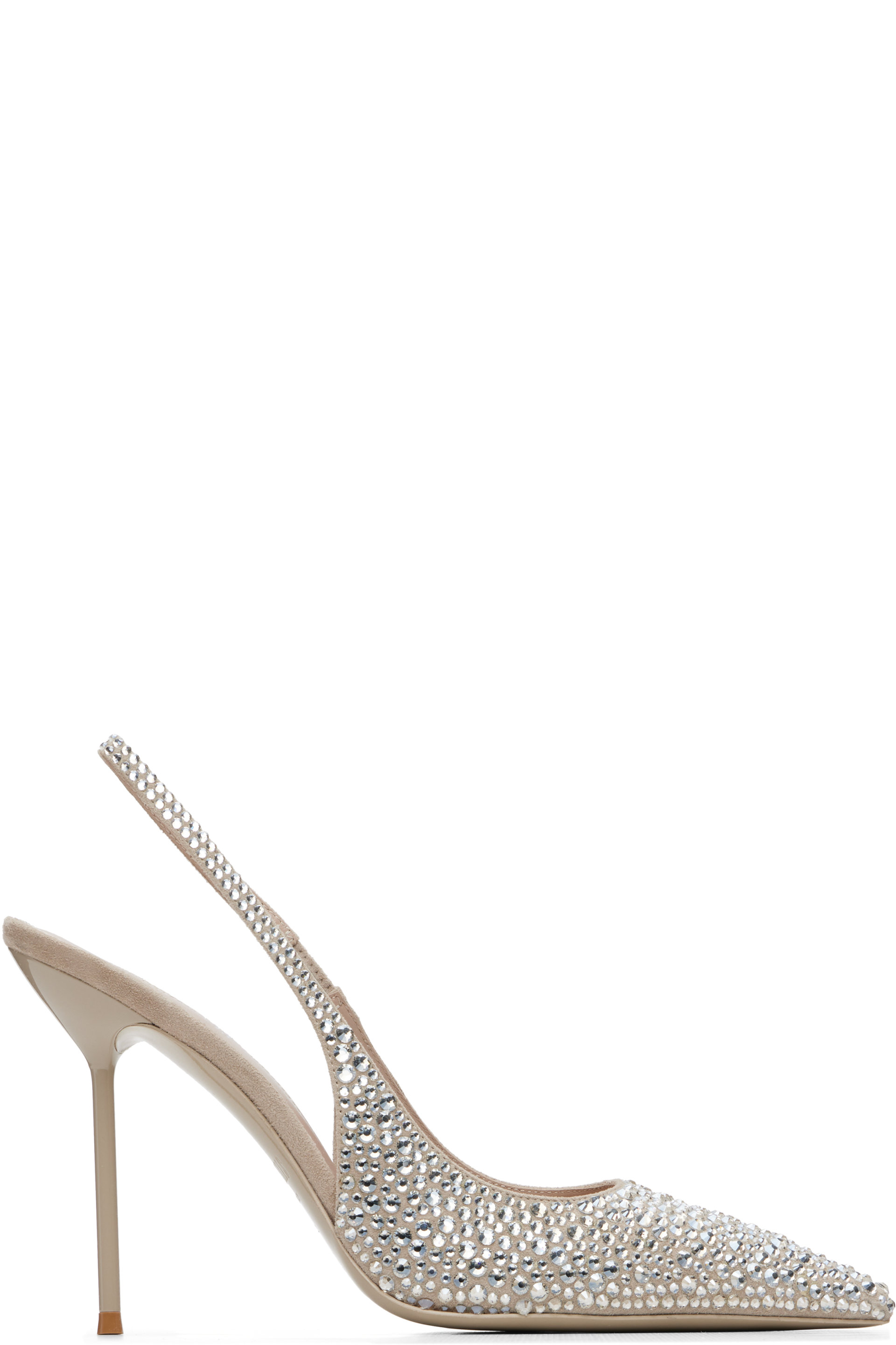 Paris Texas - Taupe Lidia Slingback Crystal 105 Heels