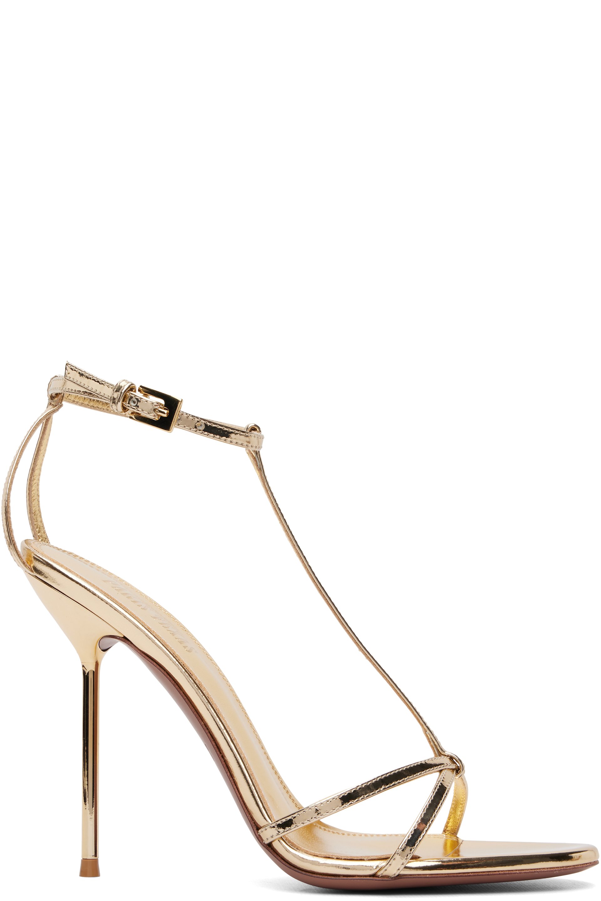 Paris Texas - Gold Lidia T-Strap 105 Heeled Sandals