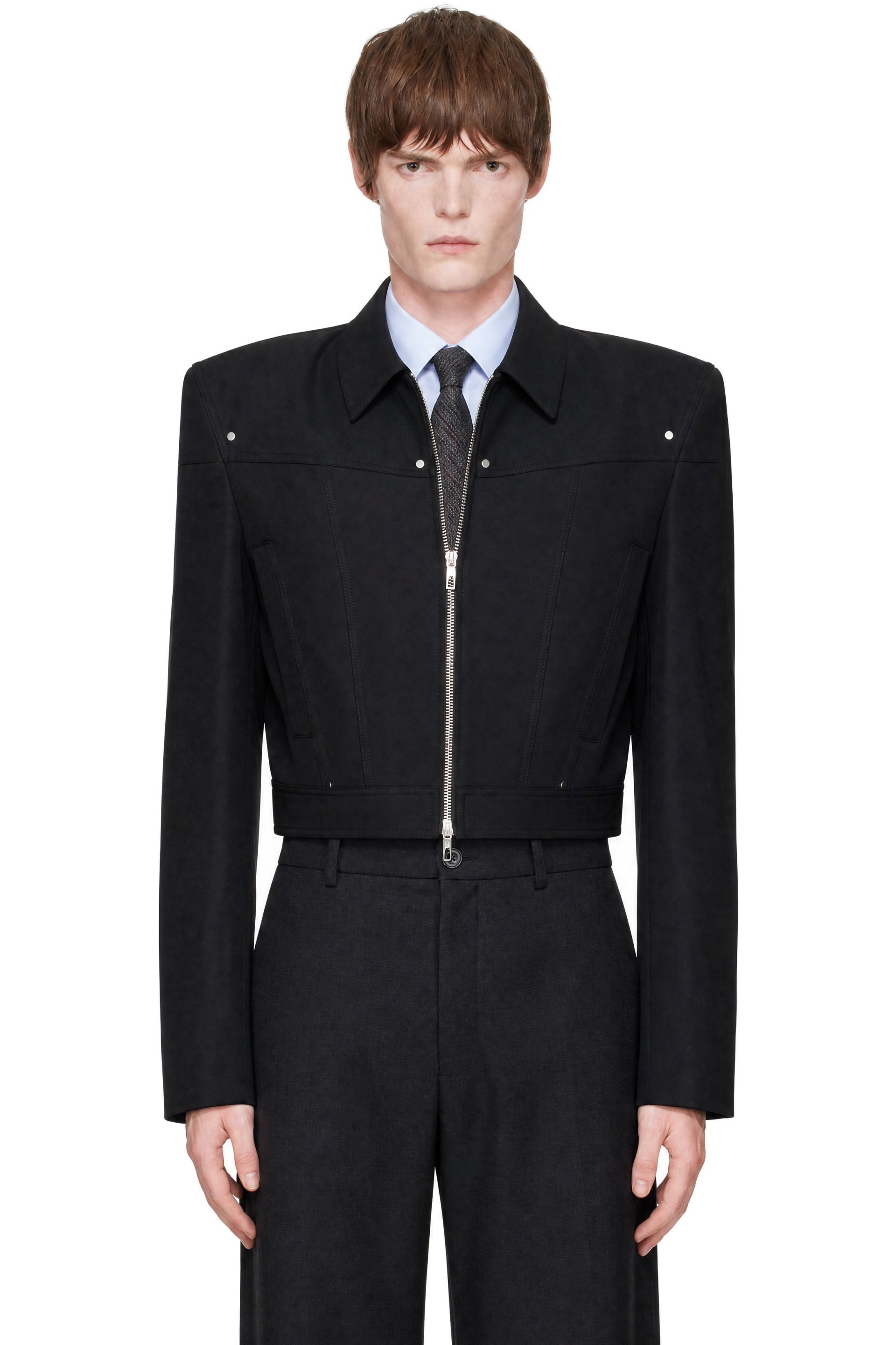 LGN Louis Gabriel Nouchi - Blouson noir à glissière et à épaulettes
