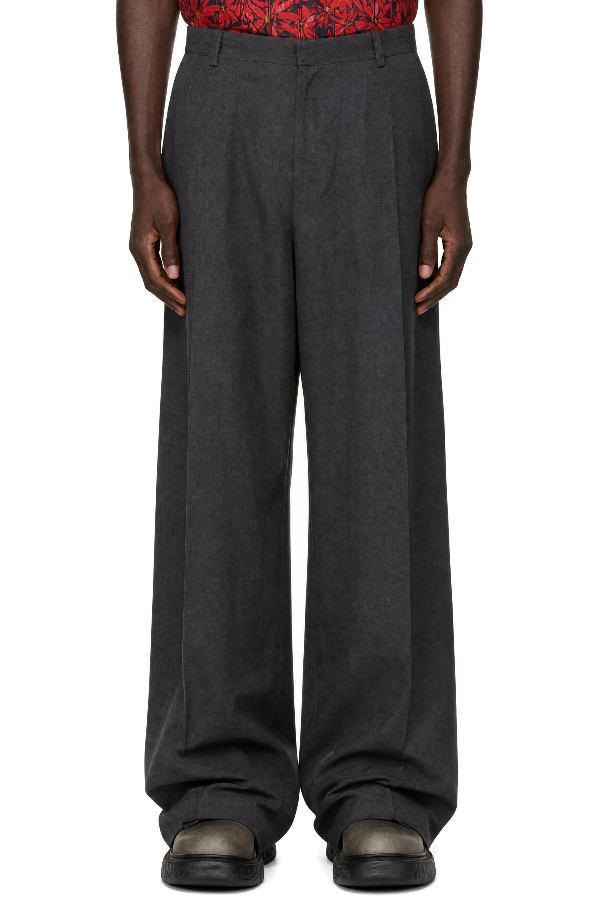 LGN Louis Gabriel Nouchi - Gray Pleated Suit Trousers