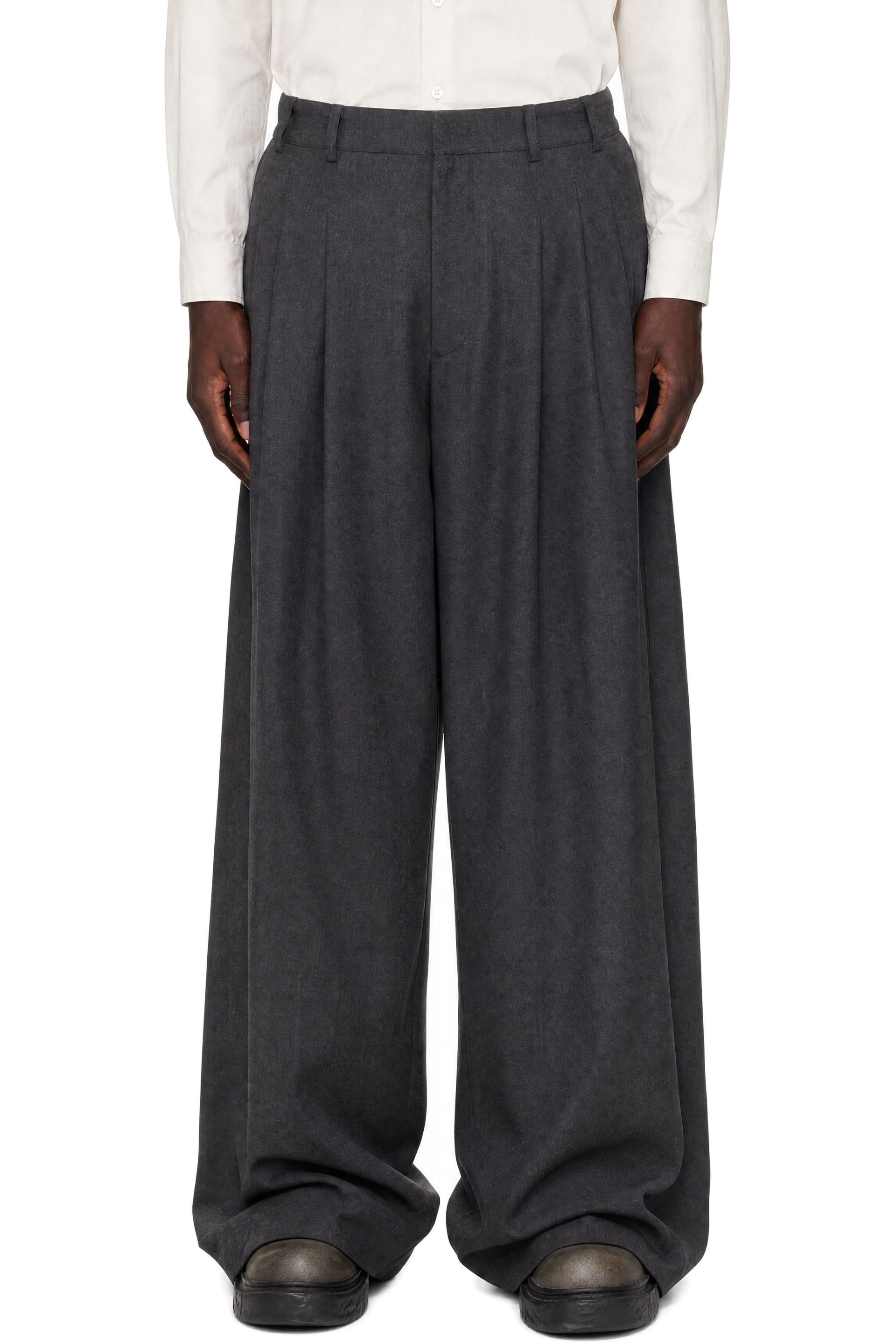 LGN Louis Gabriel Nouchi - Gray Wide Pleated Trousers