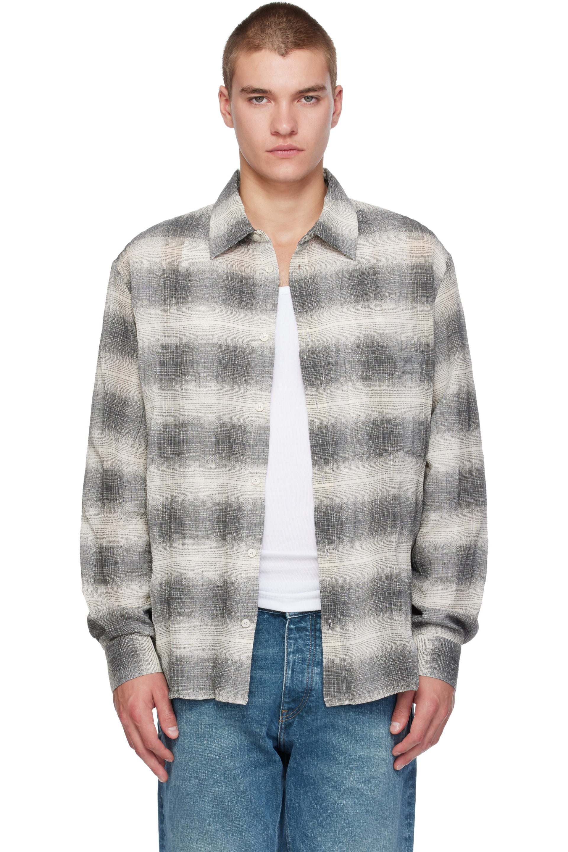 Won Hundred - Chemise Pete grise à carreaux