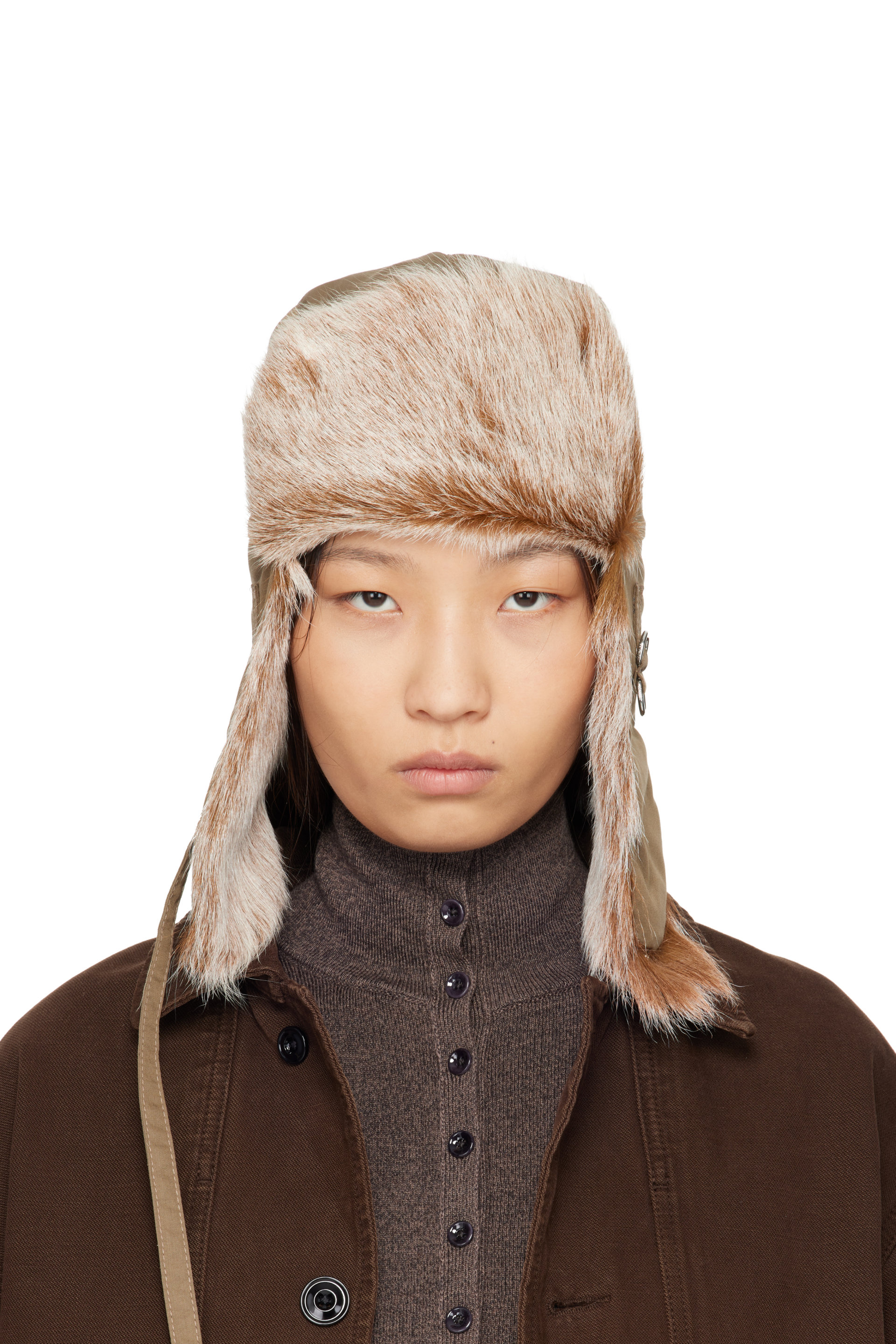 LEMAIRE - Beige Fuzzy Chapka Hat