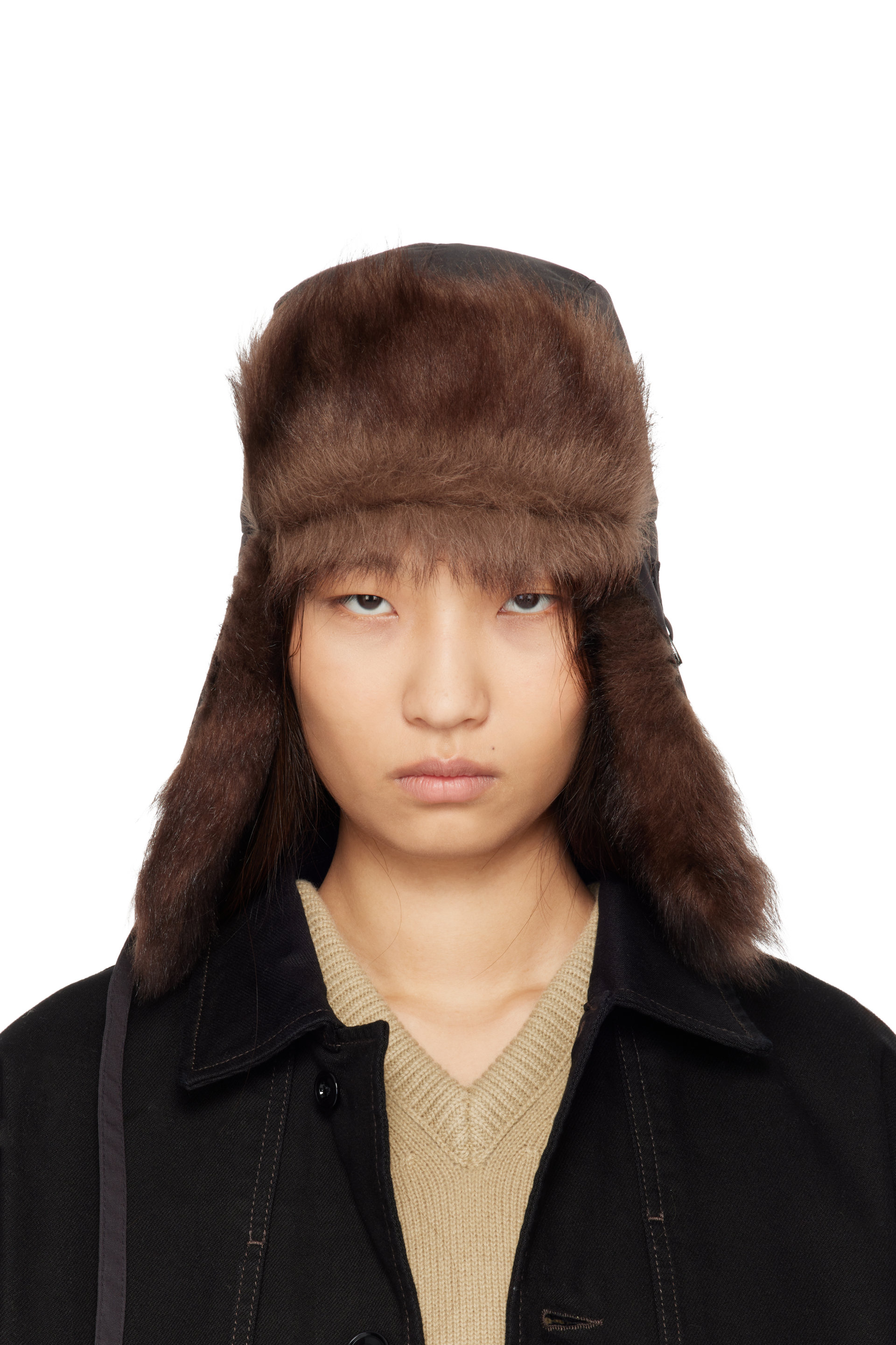 LEMAIRE - Brown Fuzzy Chapka Hat