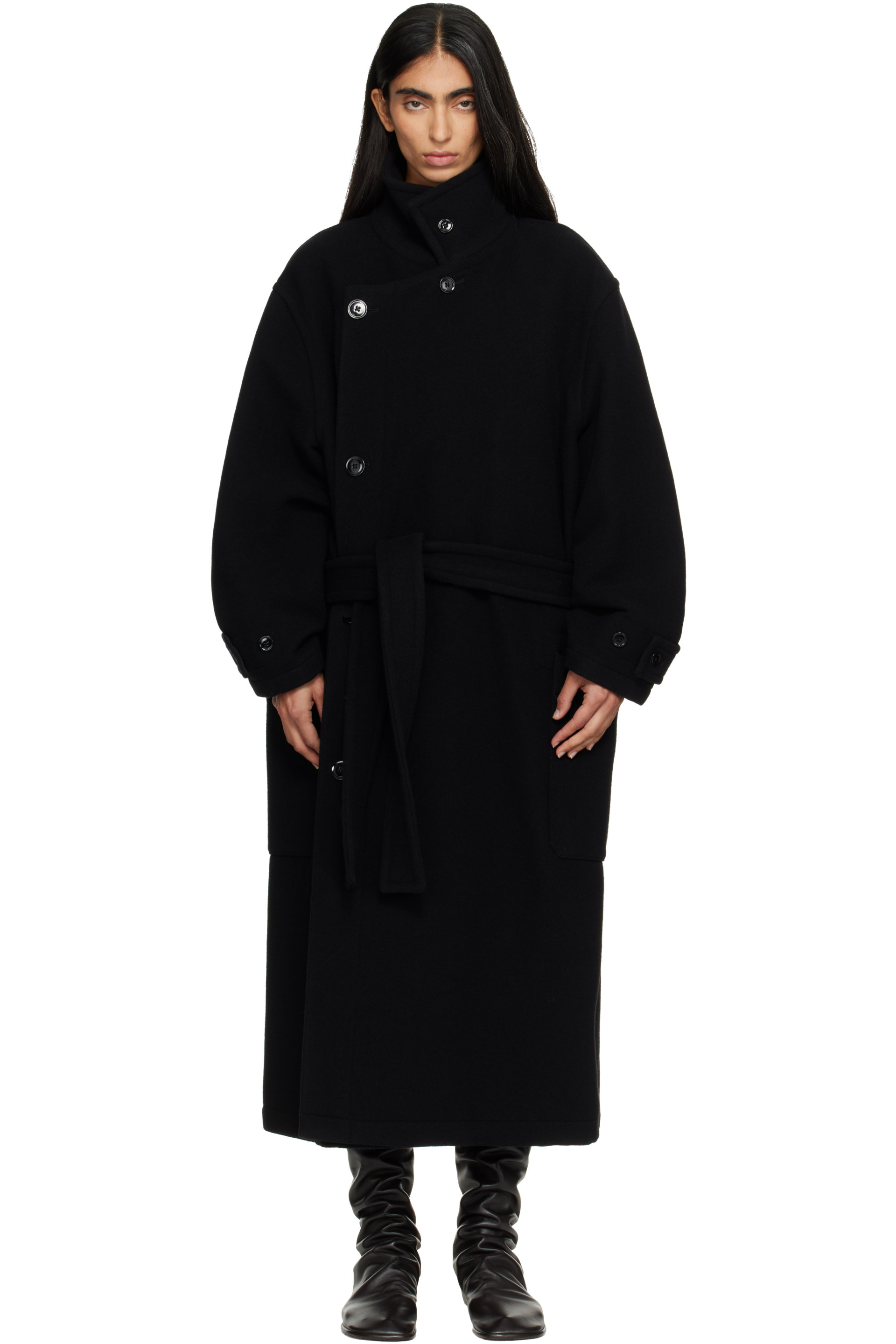 LEMAIRE - Black Wrap Coat