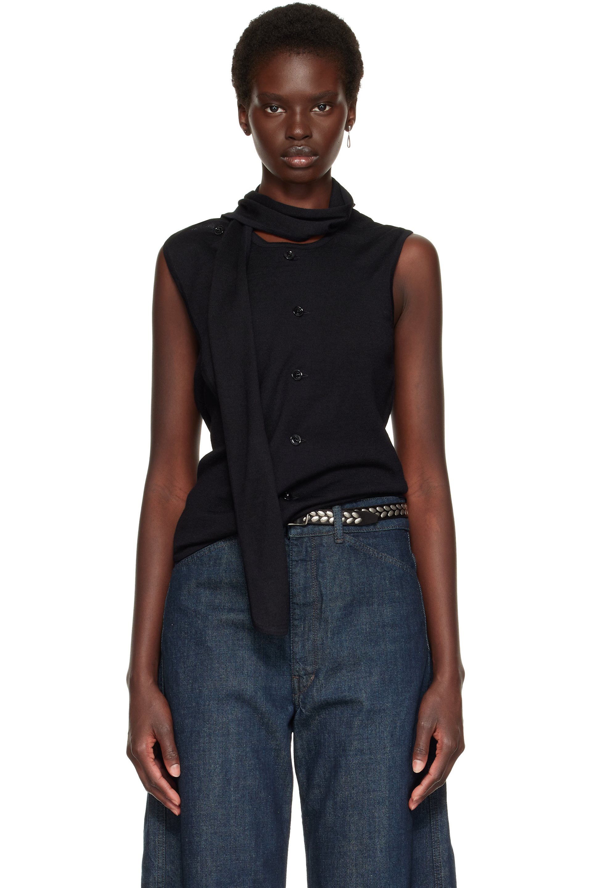 LEMAIRE - Black Asymmetrical Cardigan