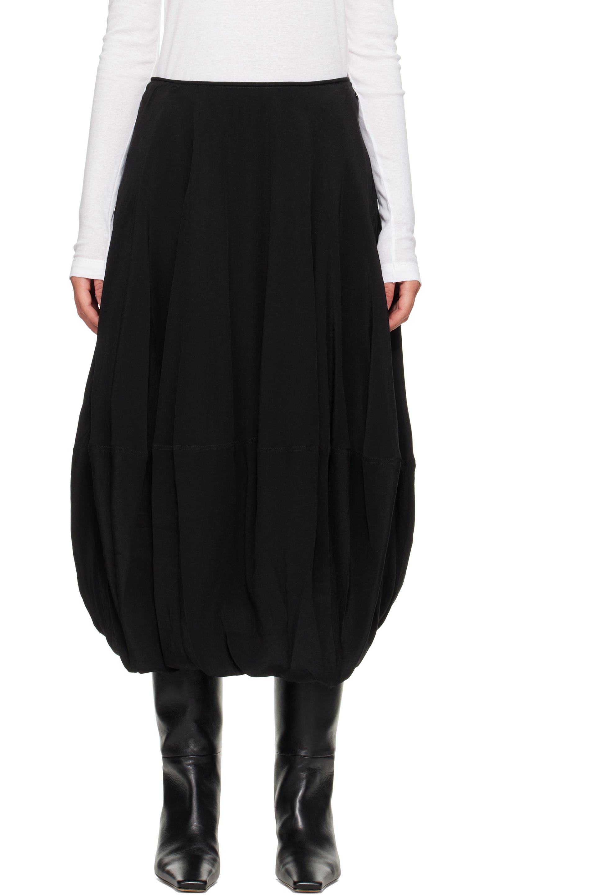 LEMAIRE - Black Balloon Midi Skirt