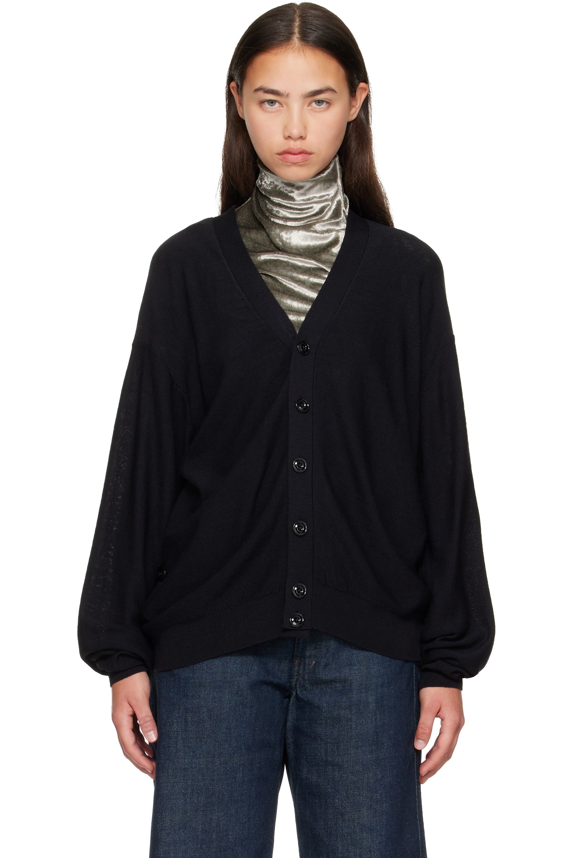 LEMAIRE - Black Relaxed Twisted Cardigan