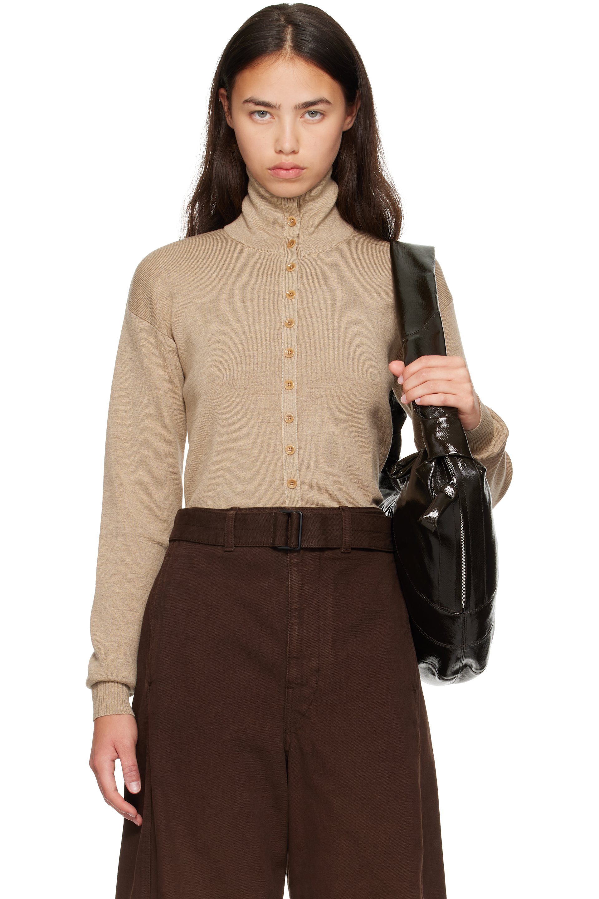 LEMAIRE - Beige Fine Wool Buttoned Cardigan