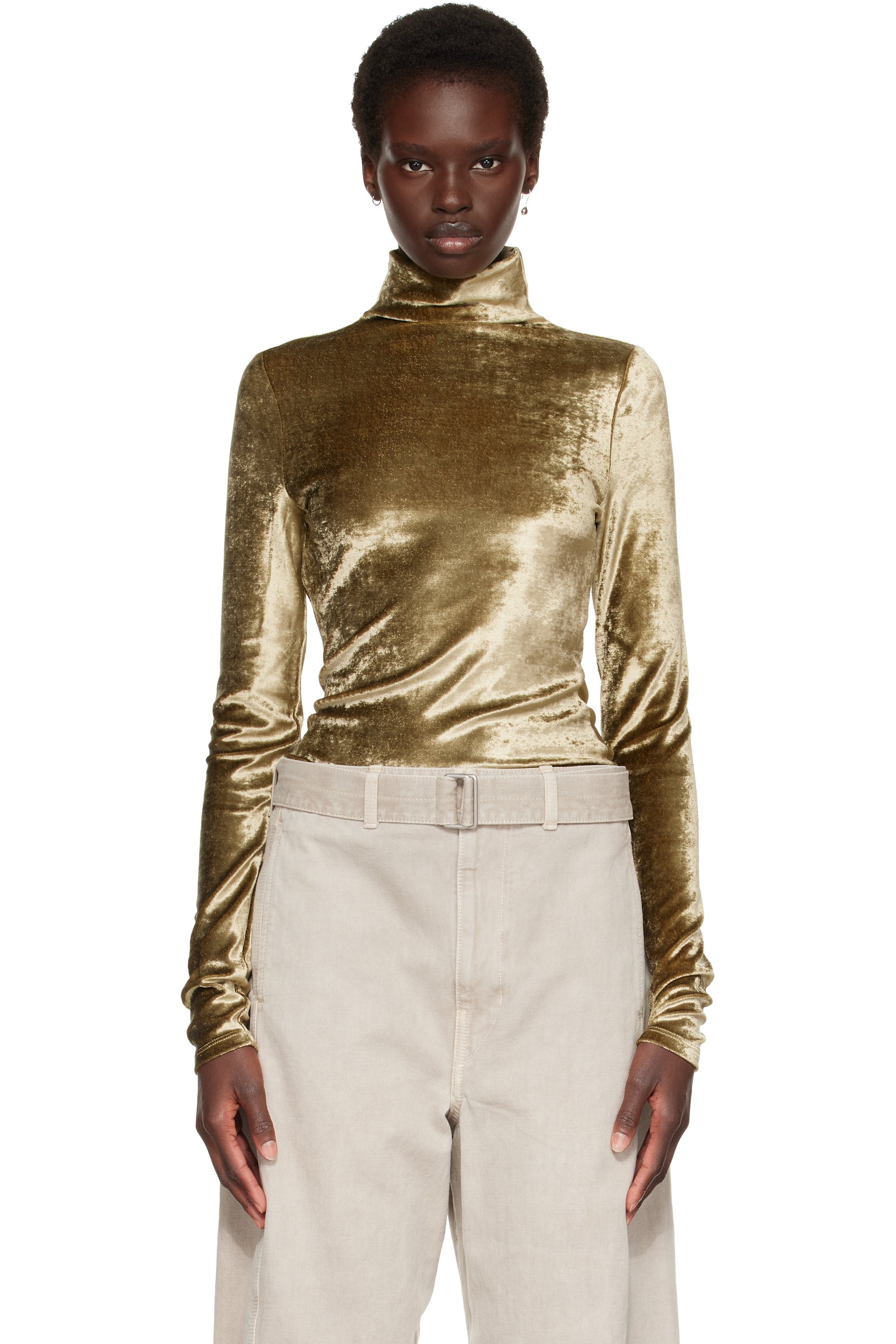 LEMAIRE - Khaki Fitted Stand Collar Turtleneck