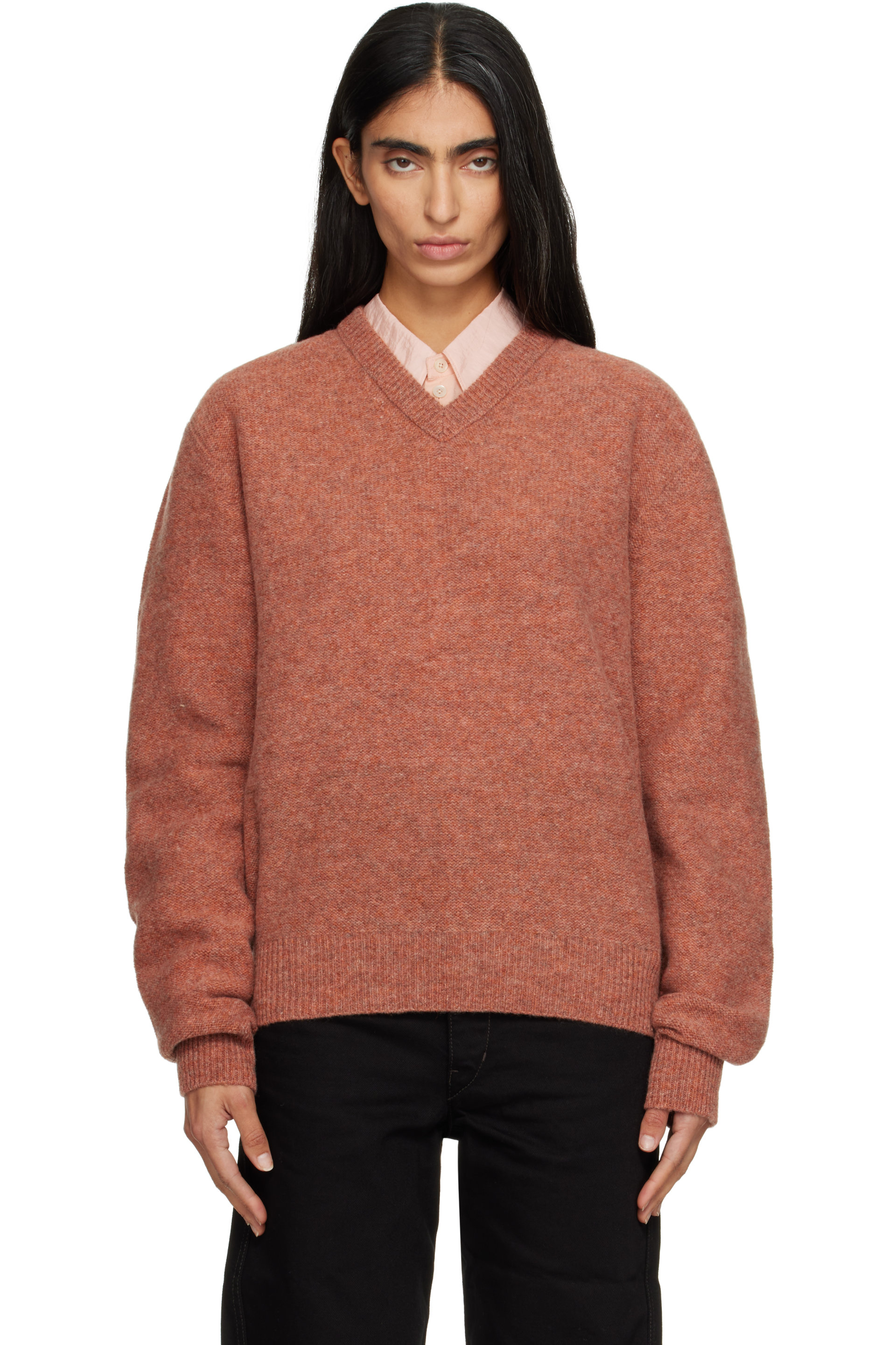 LEMAIRE - Pink V-Neck Sweater