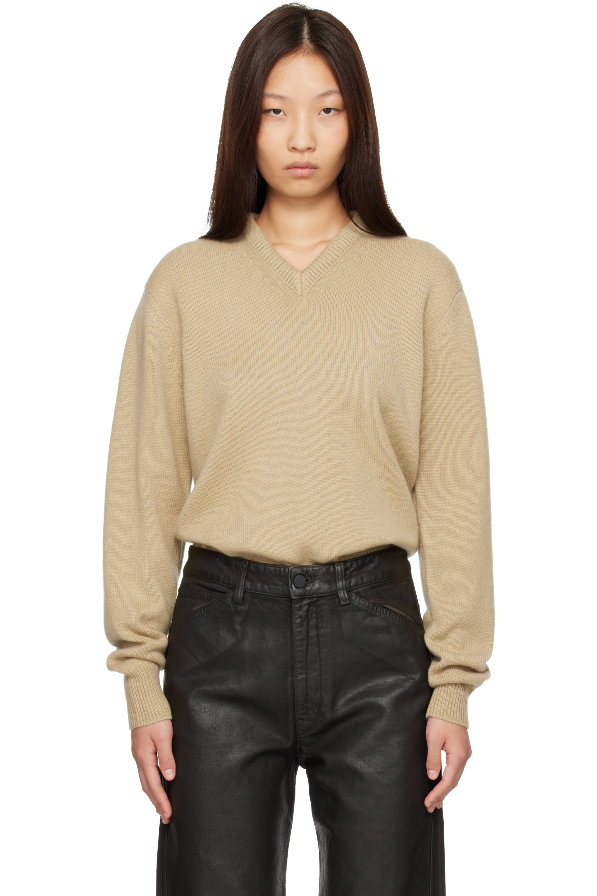 LEMAIRE - Beige V-Neck Sweater