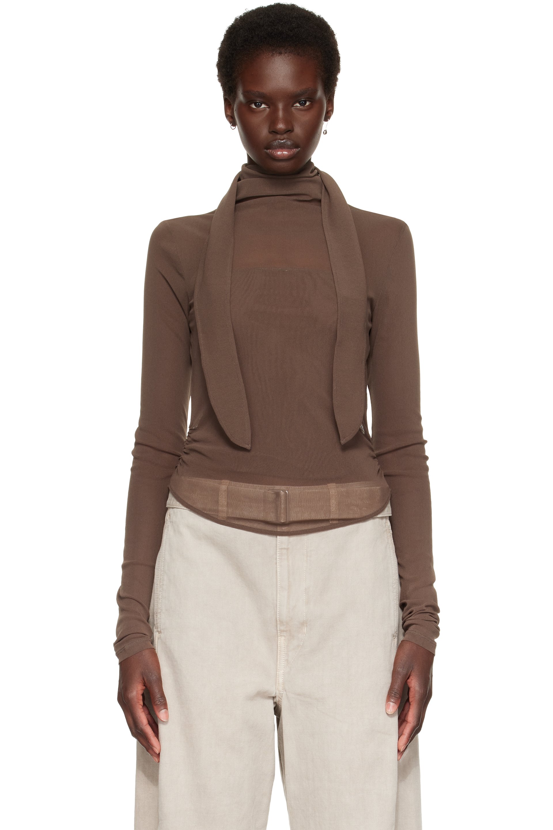 LEMAIRE - Brown Ballerina Scarf Blouse
