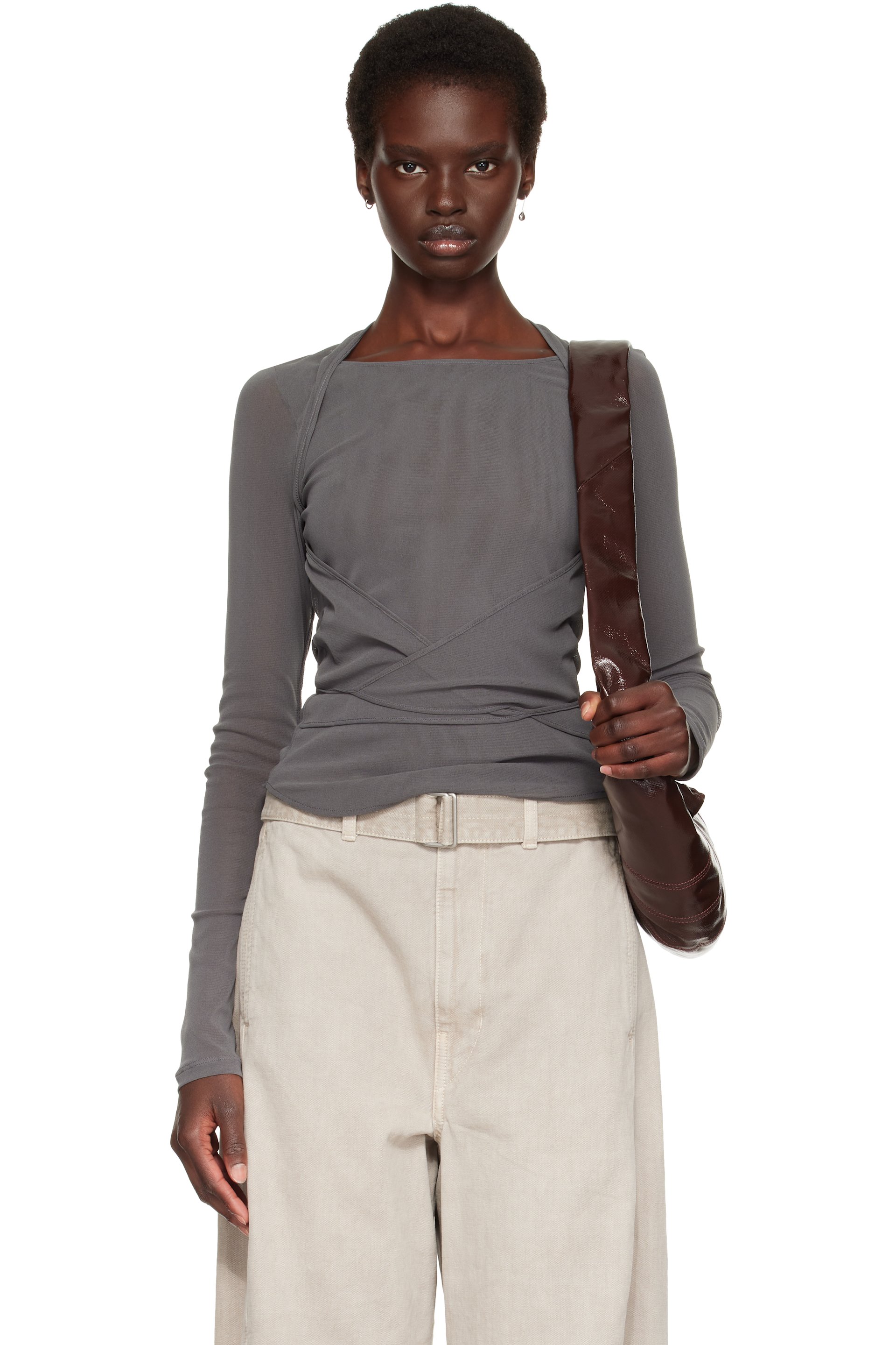 LEMAIRE - Gray Ballerina Wrap Blouse