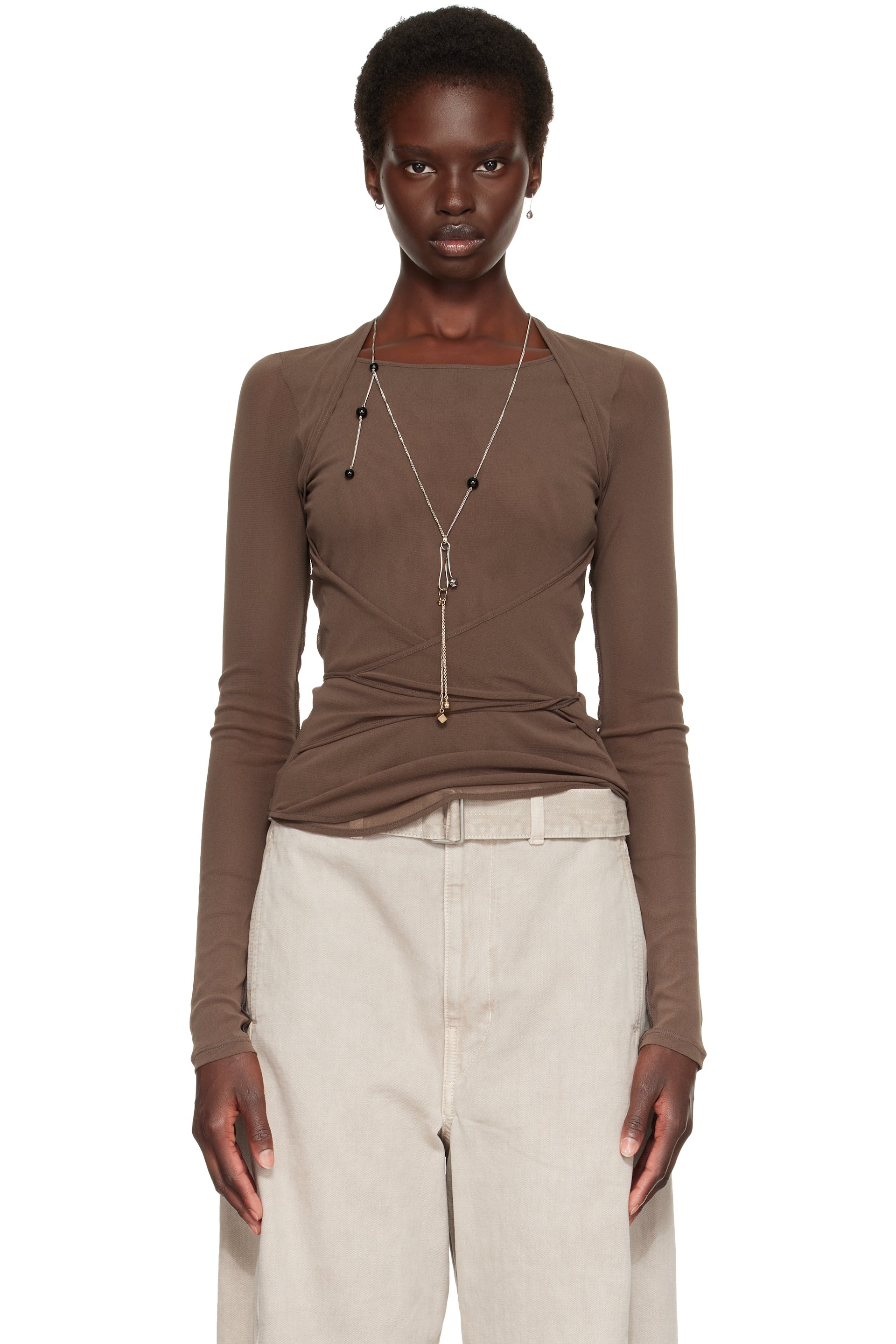 LEMAIRE - Brown Ballerina Wrap Blouse