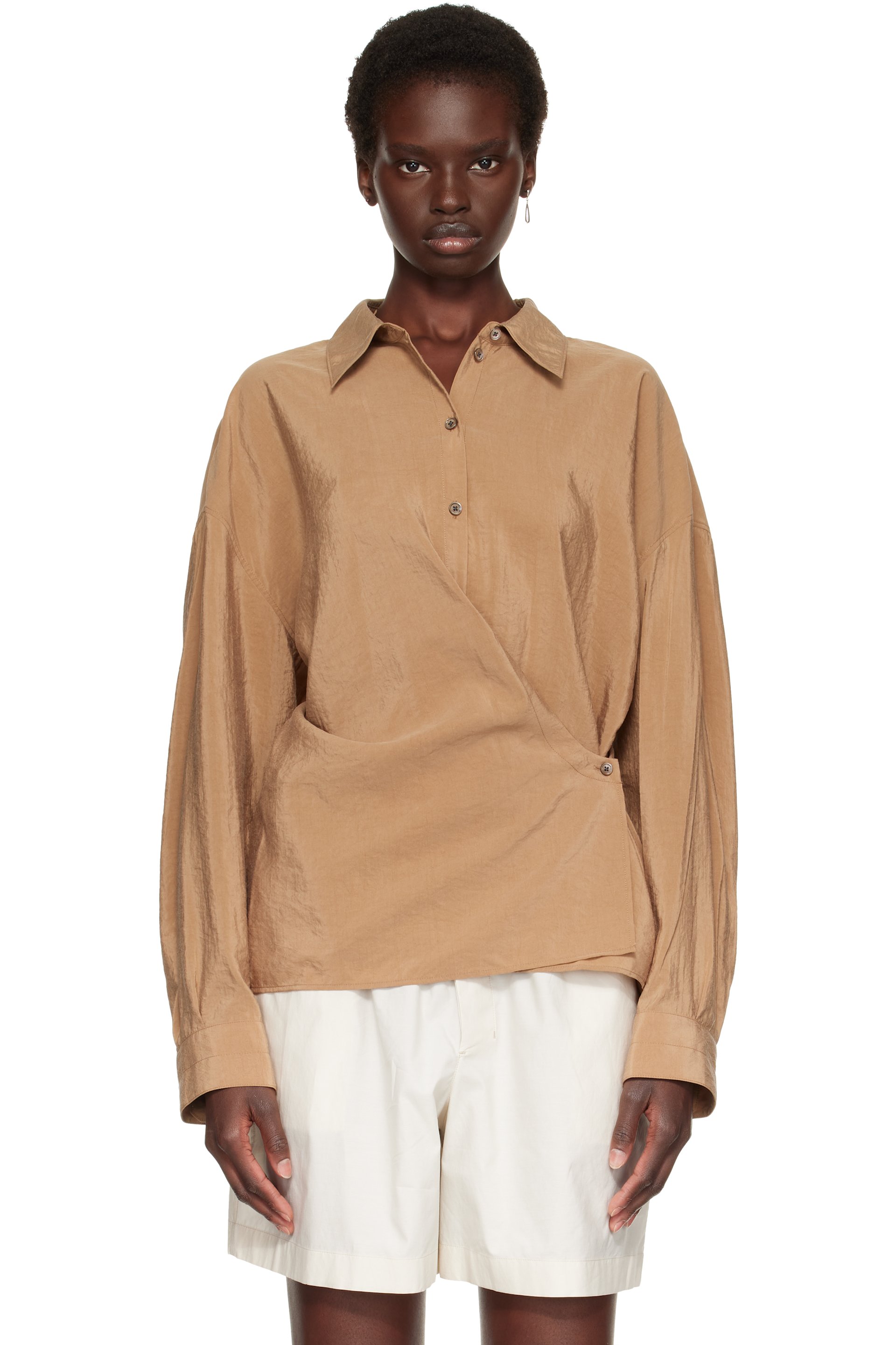 LEMAIRE - Brown Straight Collar Twisted Shirt