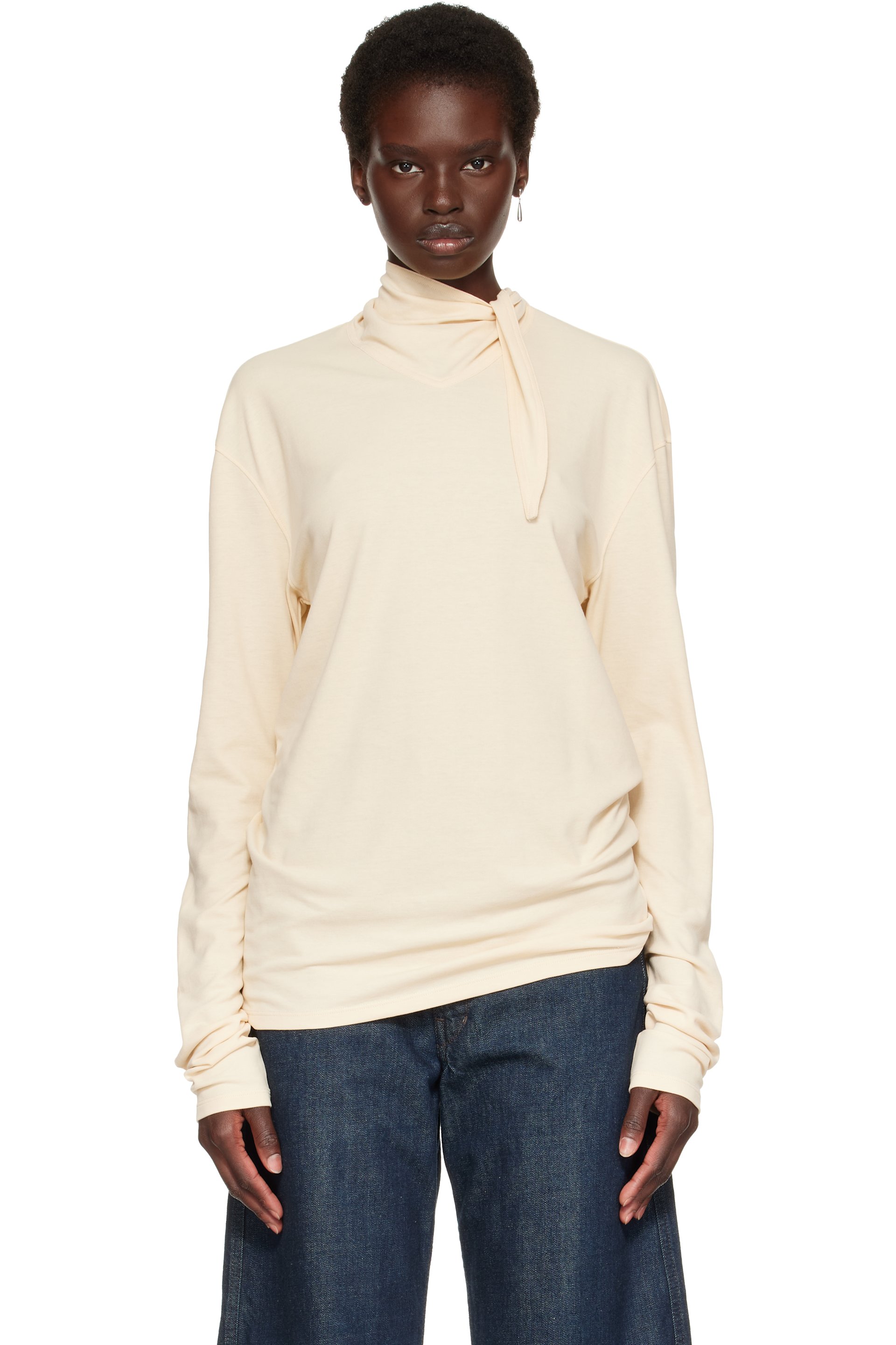 LEMAIRE - Off-White Long-Sleeve Scarf T-shirt