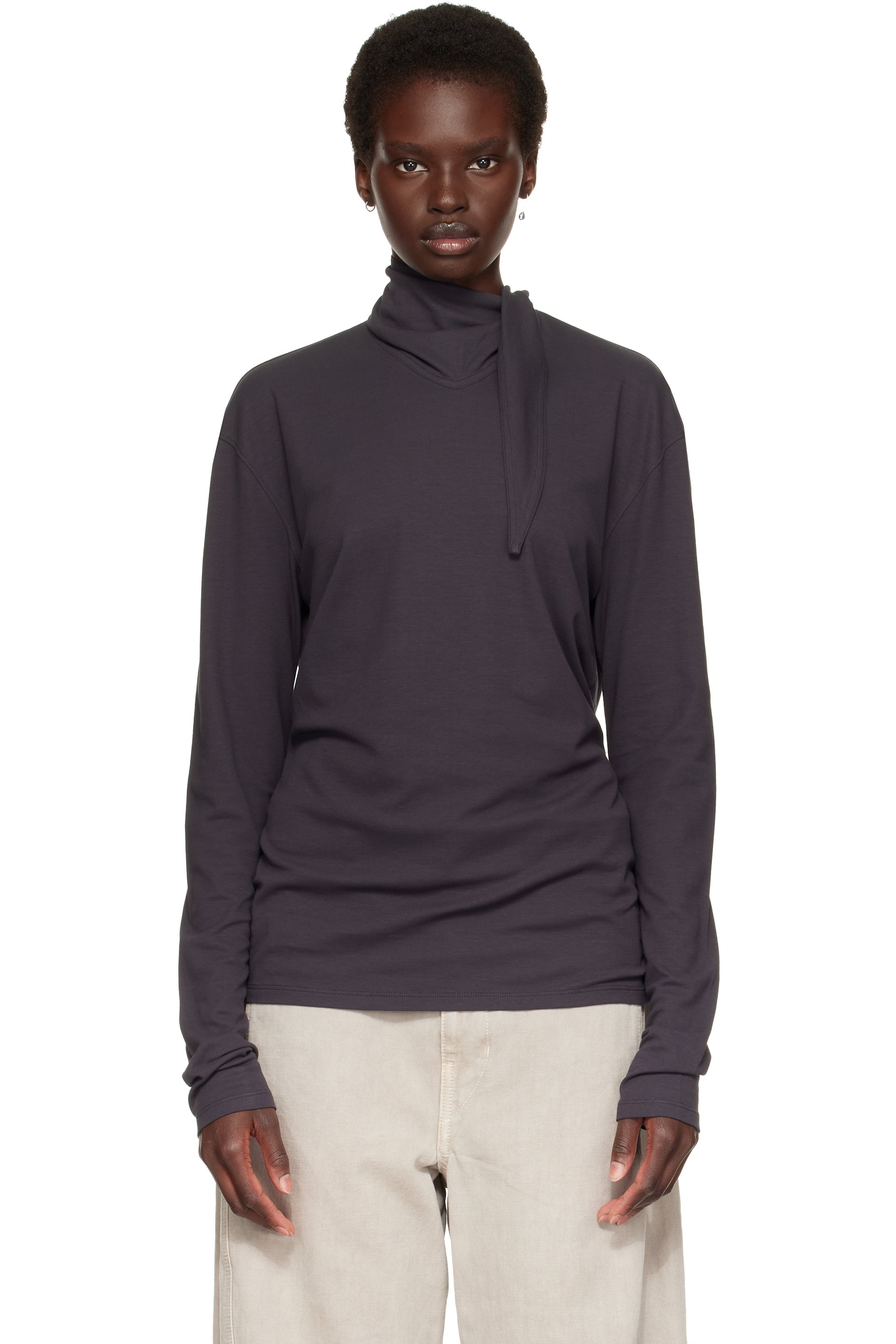LEMAIRE - Gray Long-Sleeve Scarf T-shirt
