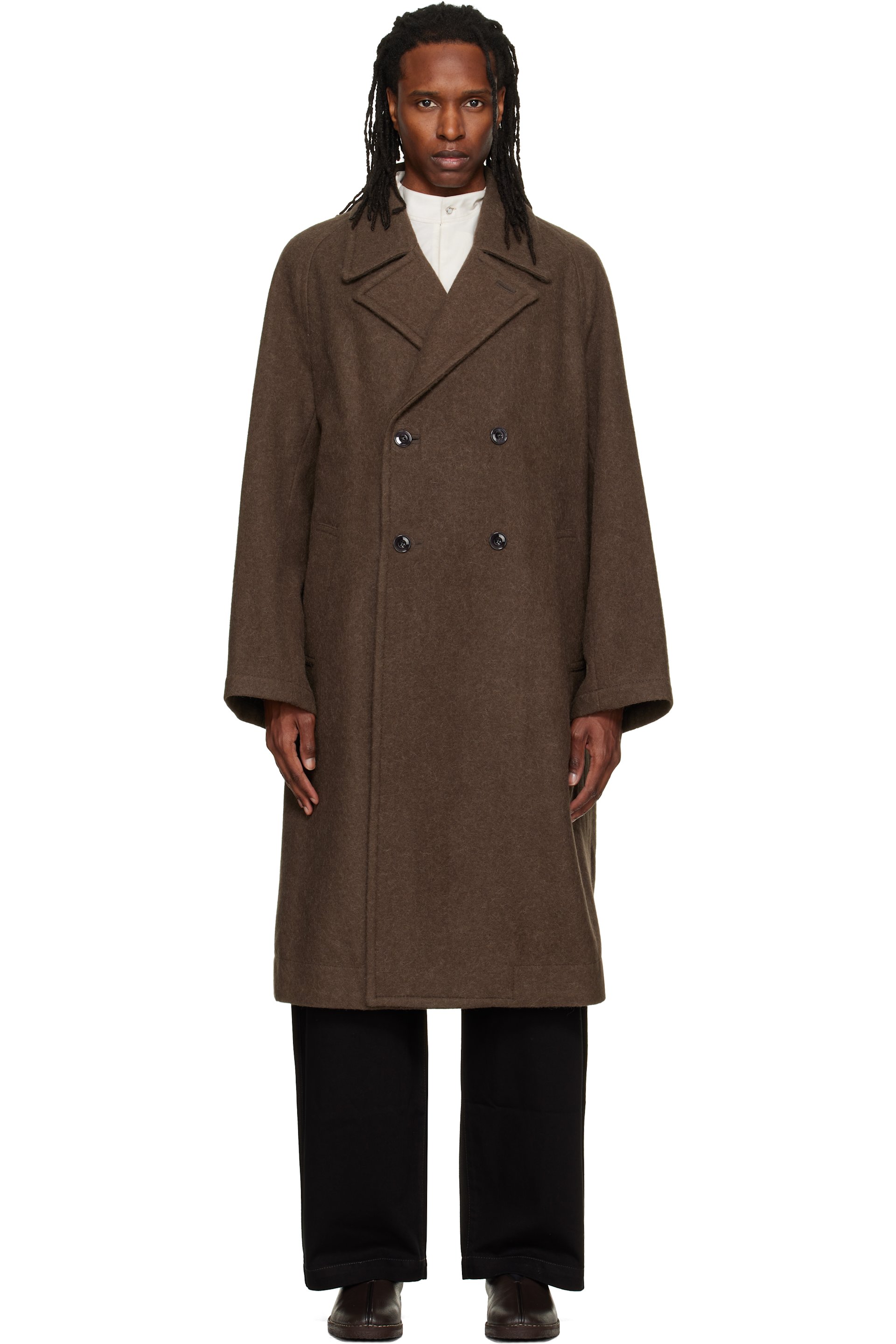 LEMAIRE - Brown Double-Breasted Coat