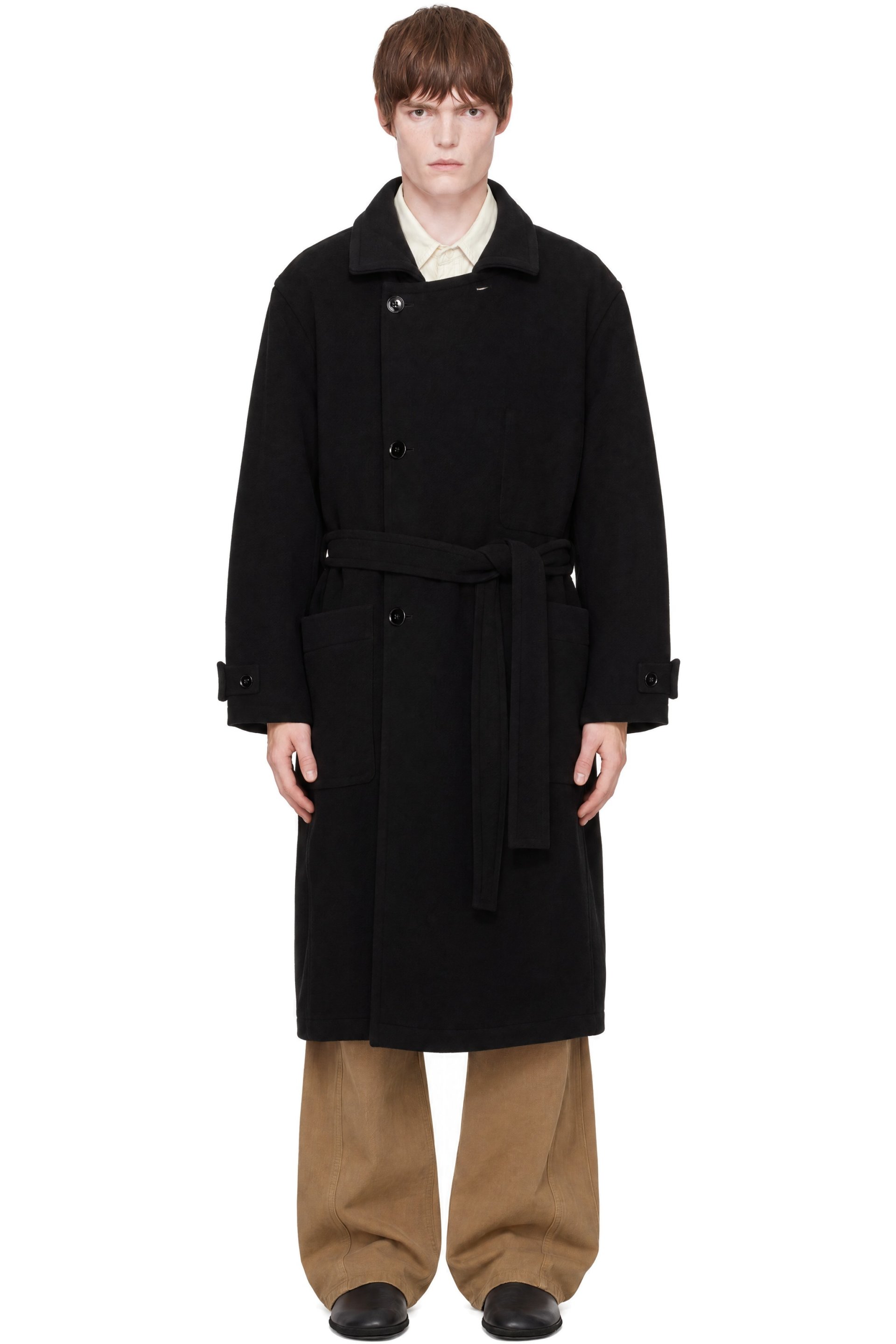 LEMAIRE - Manteau noir en laine