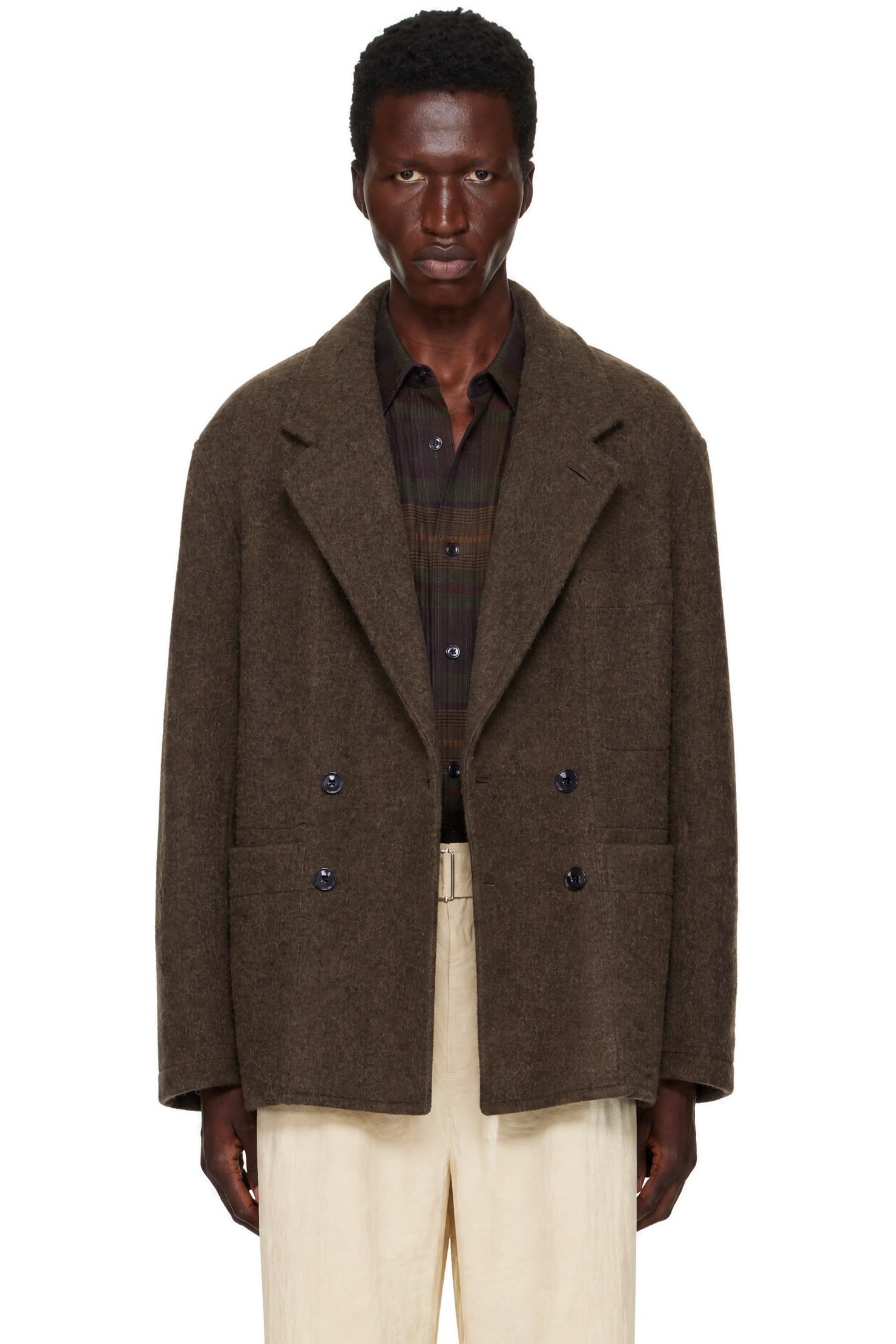 LEMAIRE - Brown Short Double-Breasted Coat