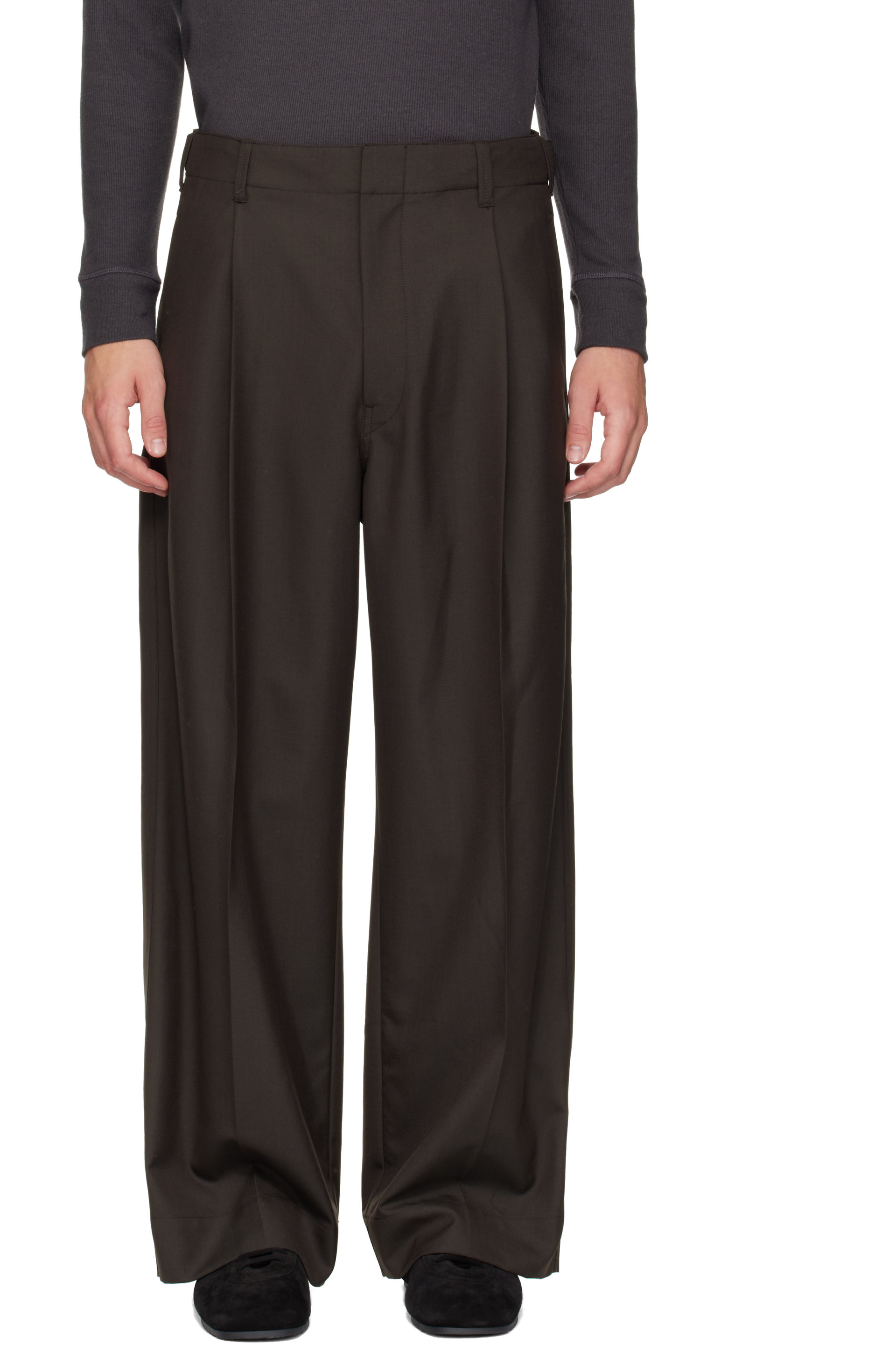 LEMAIRE - Brown Single-Pleat Tailored Trousers
