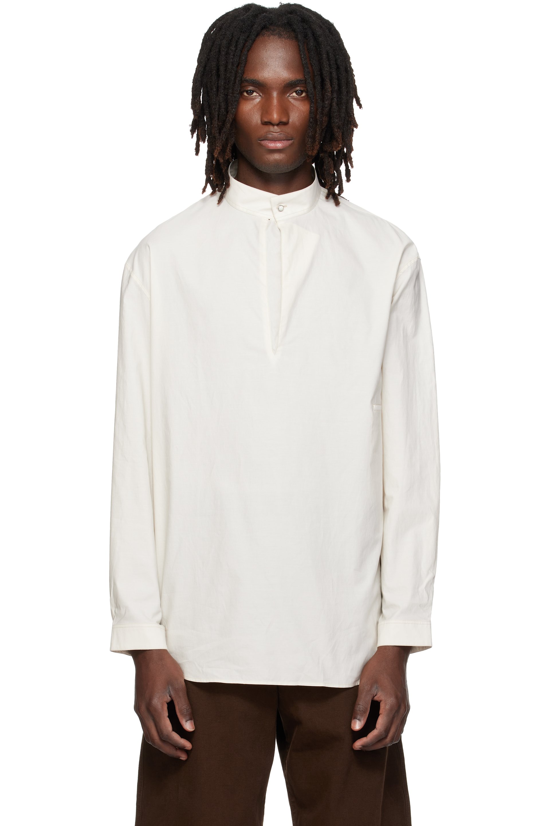 LEMAIRE - Off-White Sailor Washed Cotton Silk Blend Shirt